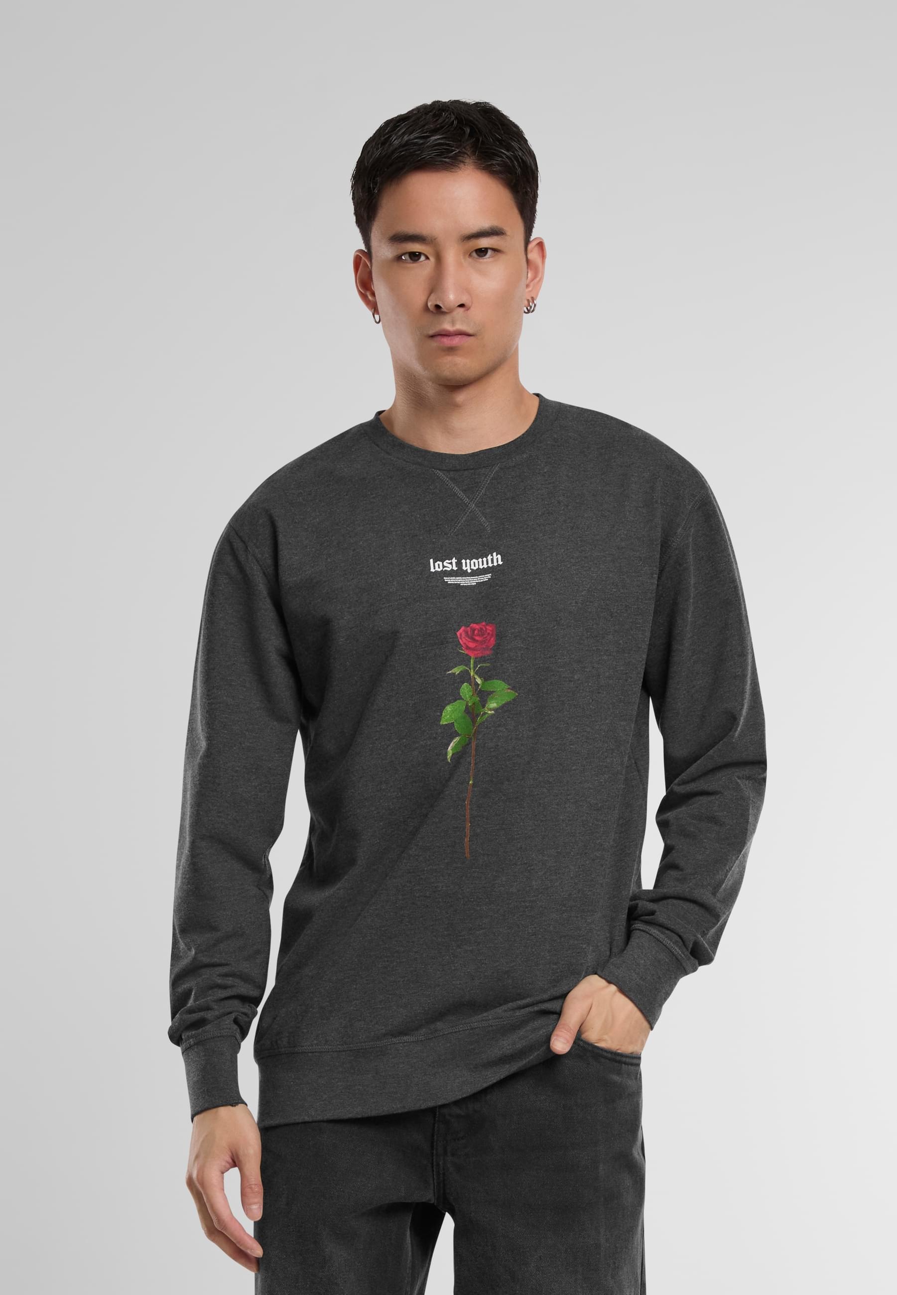 MisterTee Rundhalspullover »MisterTee Herren Lost Youth Rose Crewneck«, (1 tlg.)