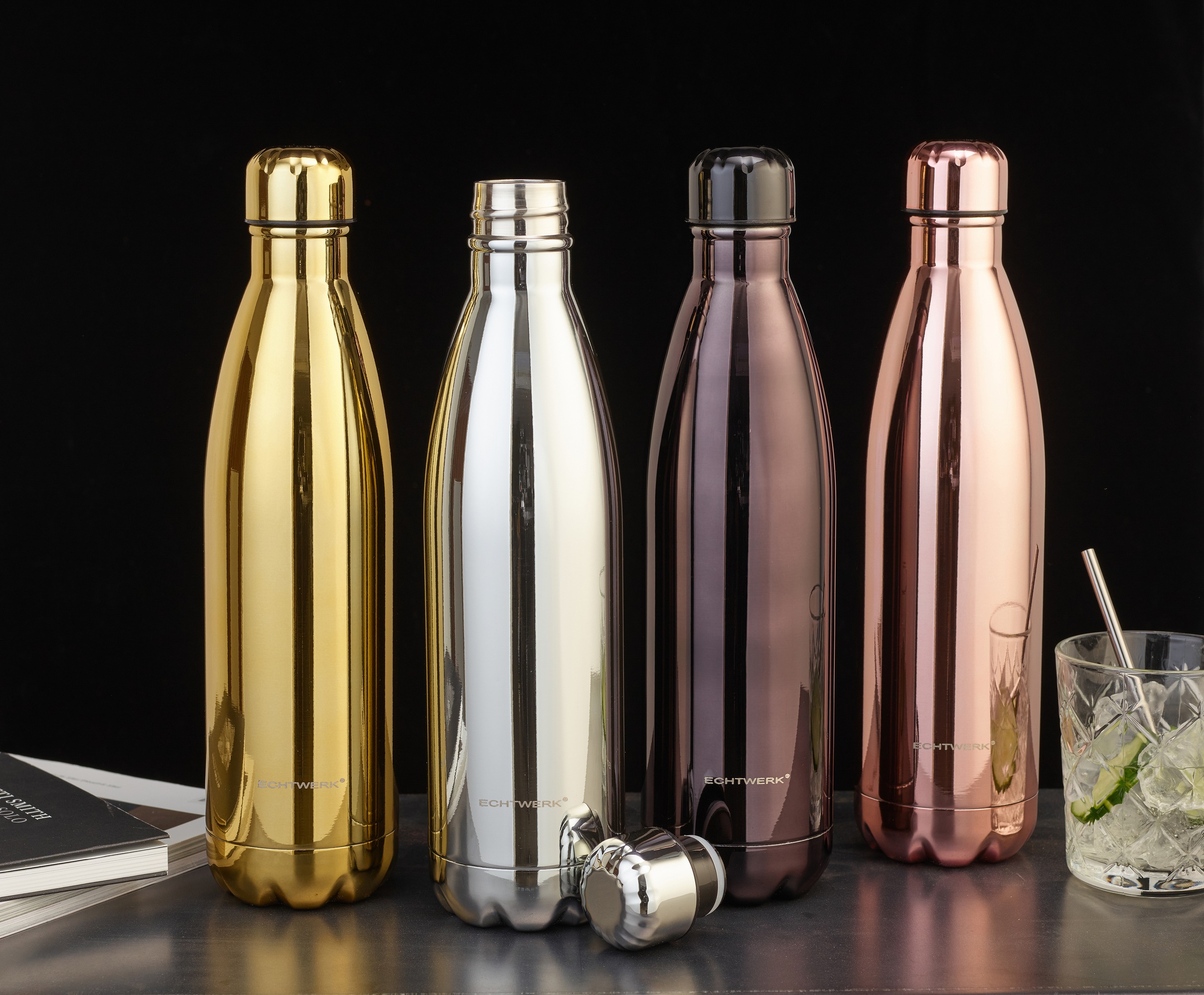 ECHTWERK Isolierflasche »Shiny«, Trinkflasche, Klavierlackoptik, aus hochwertigem Edelstahl, BPA-Frei