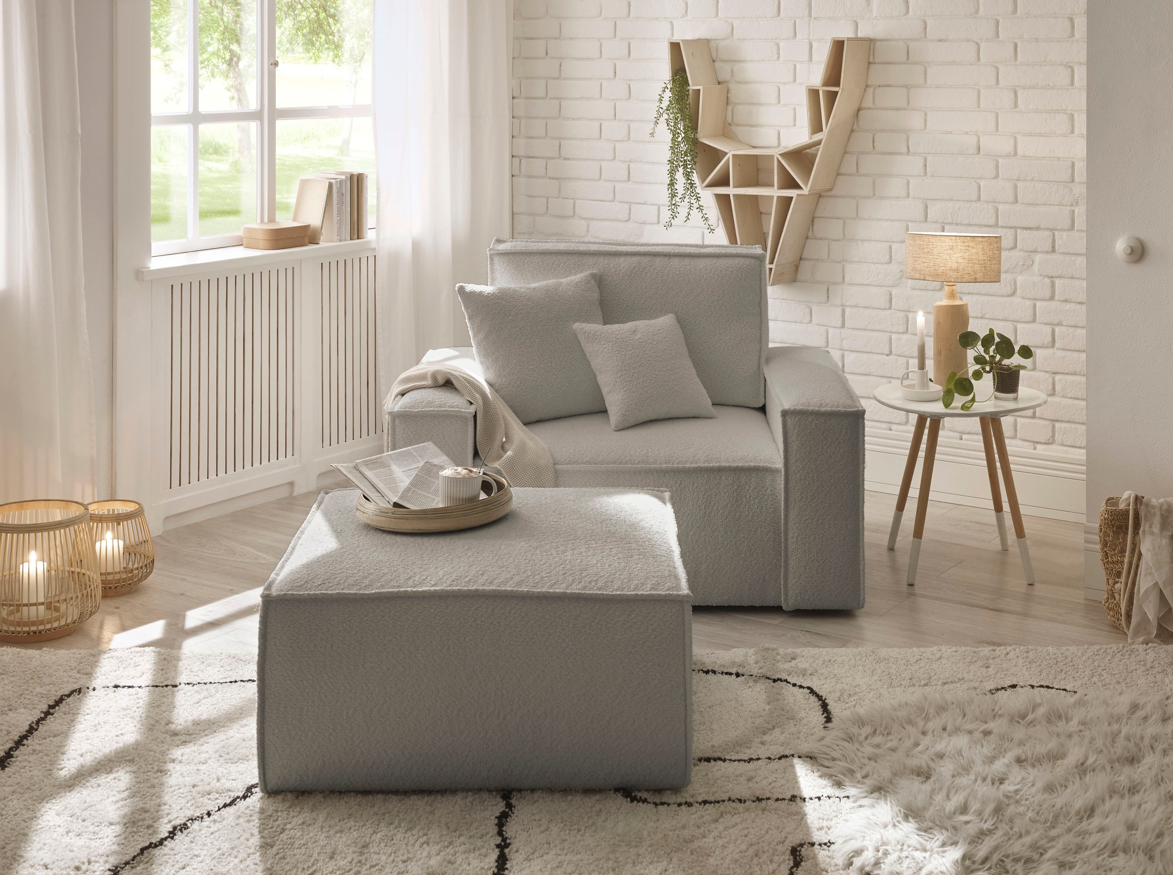 andas Loveseat »Finnley«, (2 St.), Loveseat und Hocker im Set, passend zur Polster-Serie Finnley