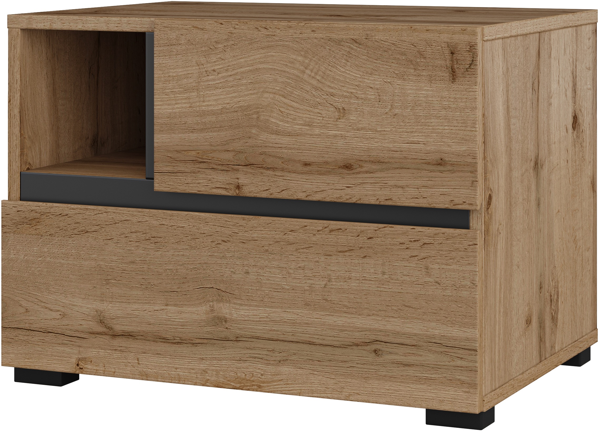 Thumbnail - Home affaire Nachtkommode "Cross, moderner griffloser Nachtschrank", Nachttisch, Nachtkonsole mit 2 Schubladen