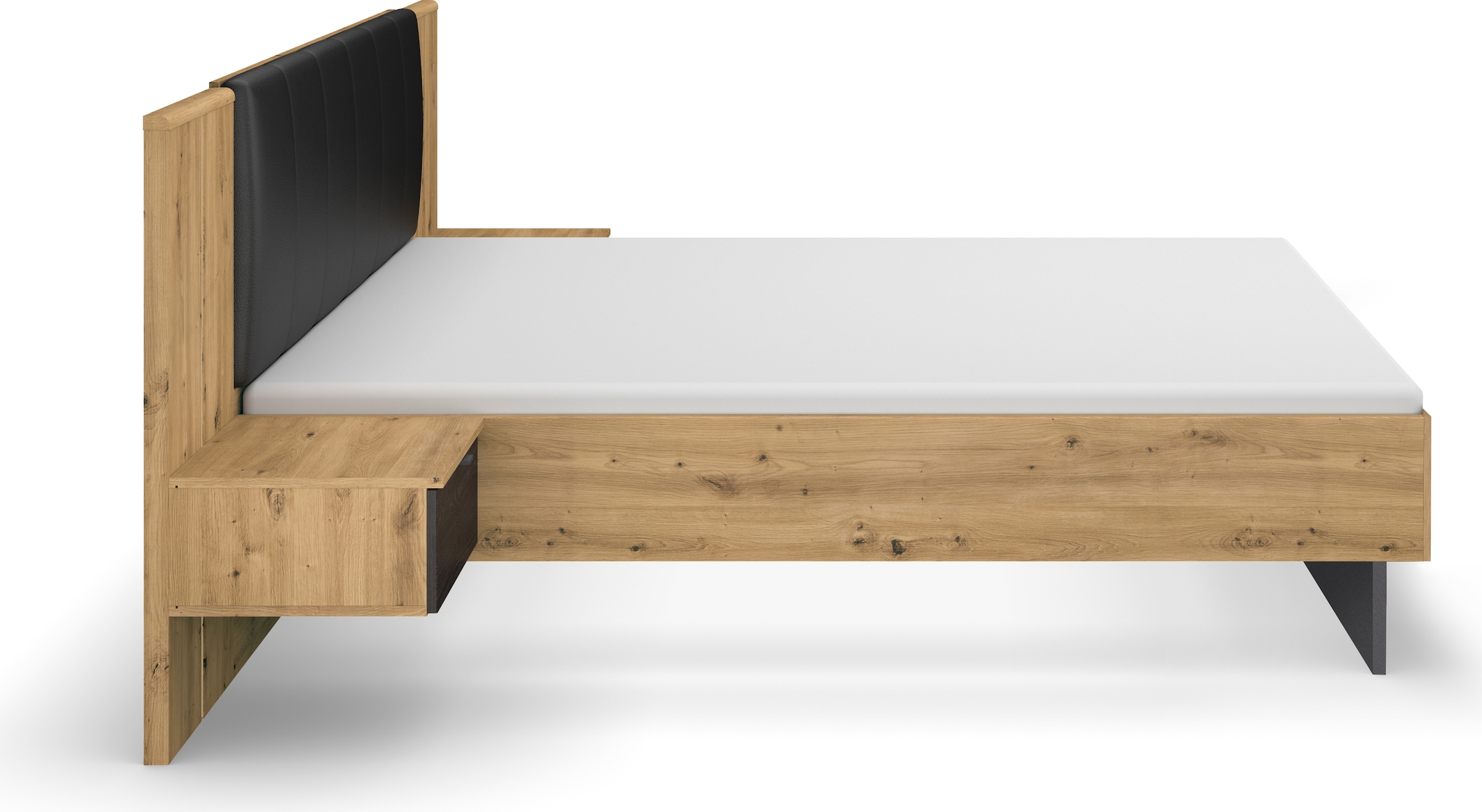 rauch Bettanlage »Bett Doppelbett Komfortbett Funktionsbett APOLLON« Liegefläche 180x200, optional mit Bettbank und Stauraum, 3 tlg. tlg. Polster-Kopfteil in Lederoptik black, mit Beleuchtung MADE IN GERMANY