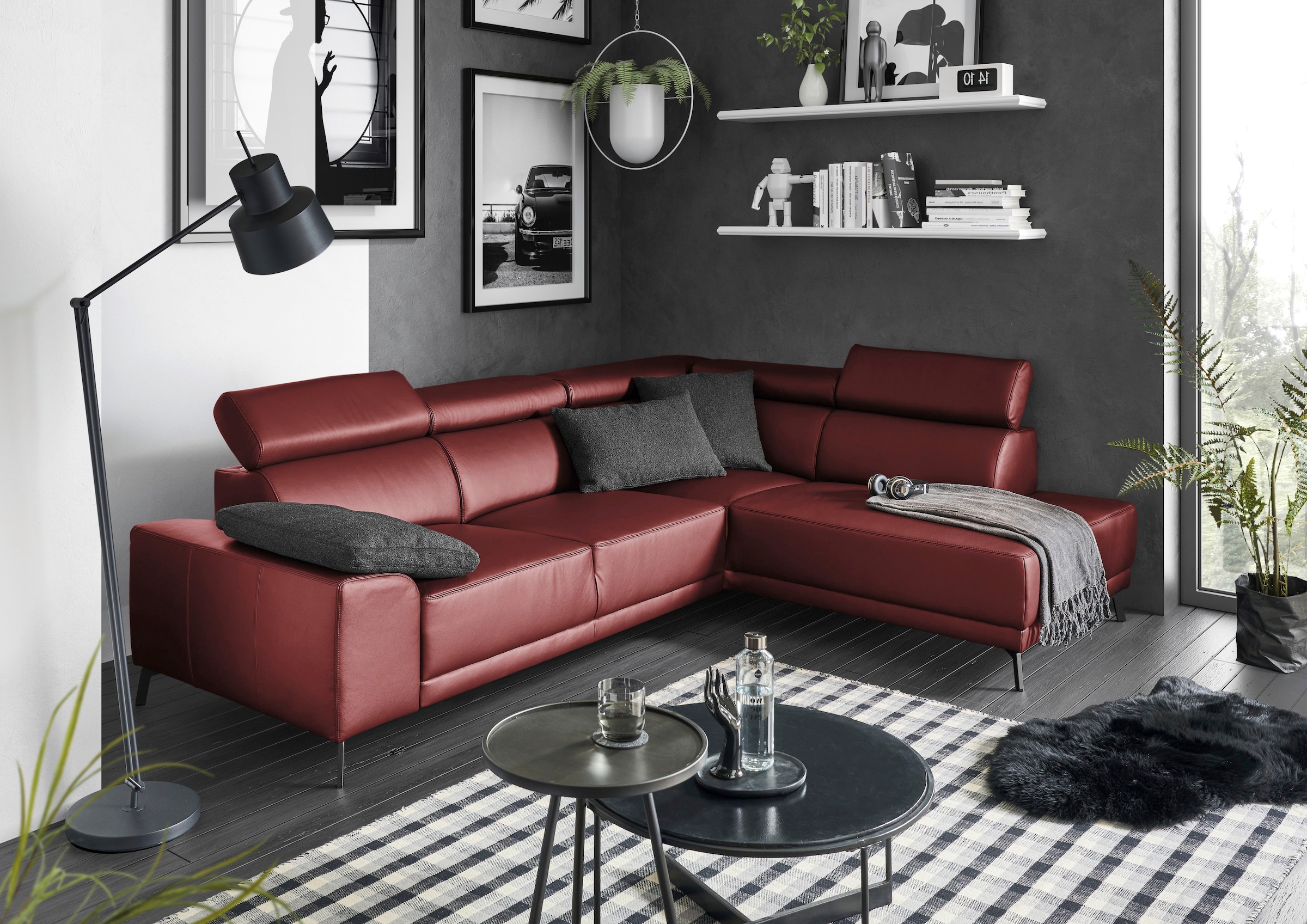 Ecksofa Candy 3C motorischem manuelle B/T/H: BAUR »Greve cm«, 249/209/79 | wahlweise mit Kopfteilverstellung Sitzvorzug,