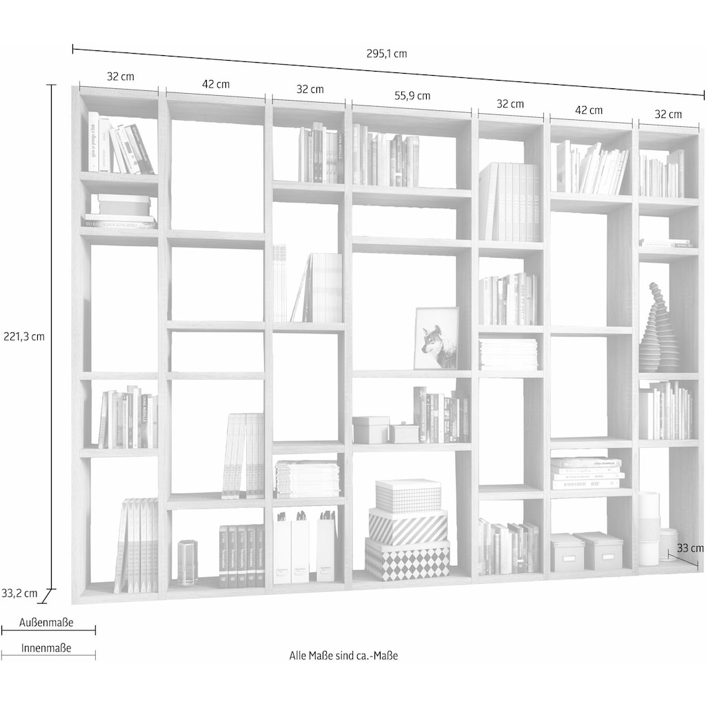fif möbel Raumteilerregal »TORO 380«, Breite 295 cm