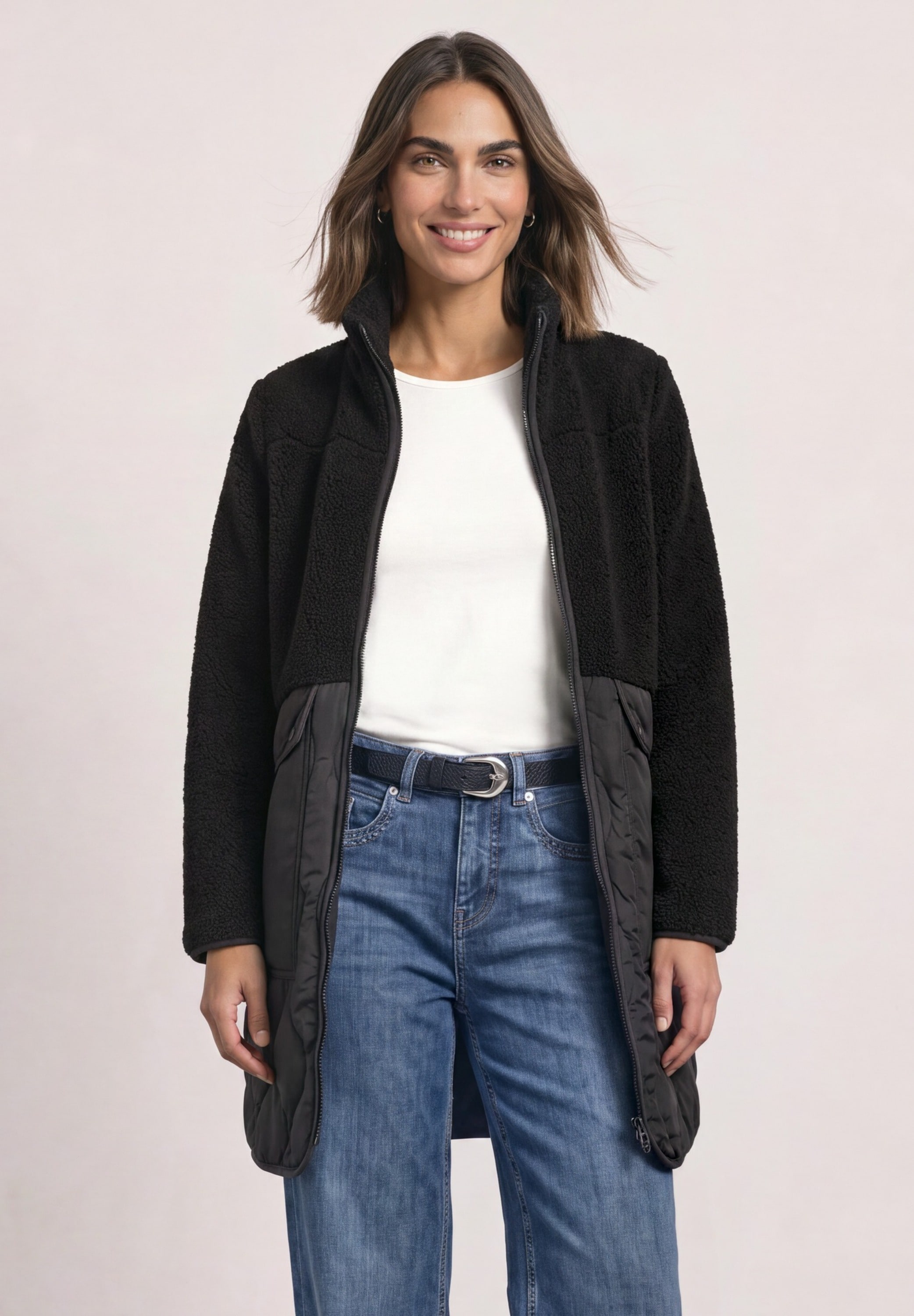 STREET ONE Fellimitatjacke ohne Kapuze mit Stehkragen