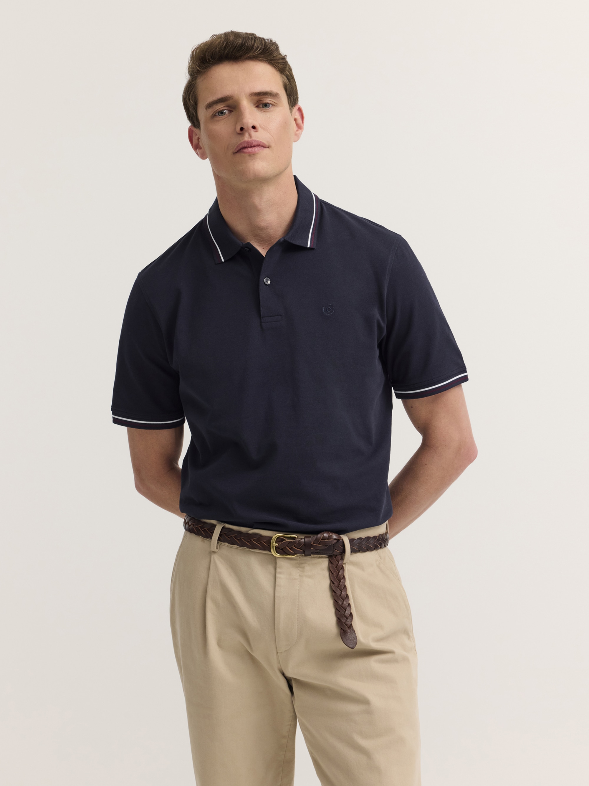 bugatti "Modern Fit" Modern Fit Baumwoll-Piqué Kurzarm Polokragen