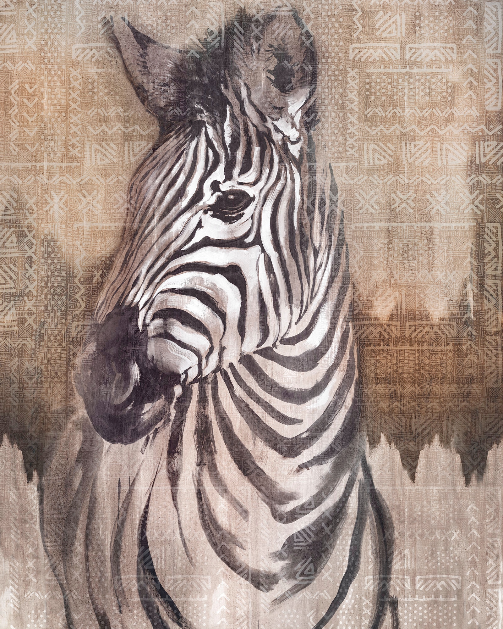 Komar Vliestapete "Digitaldruck Vlies - Zebra - Größe 200 x 250 cm" bedruckt glatt Wohnzimmer, Schlafzimmer