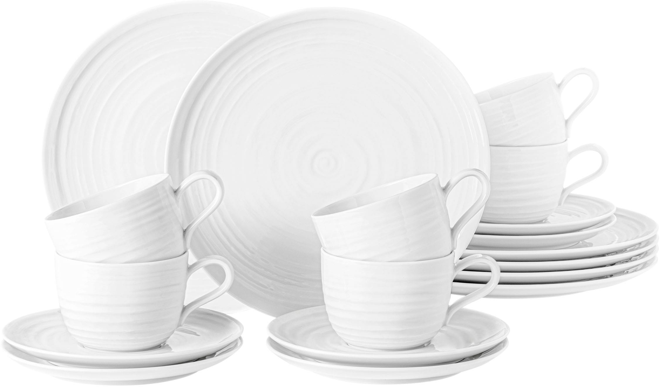 Seltmann Weiden Kaffeeservice "Geschirr-Set, Service Terra", (Set, 18 tlg., 6x Kaffeeobertasse, 6x Kombi-Untertasse groß