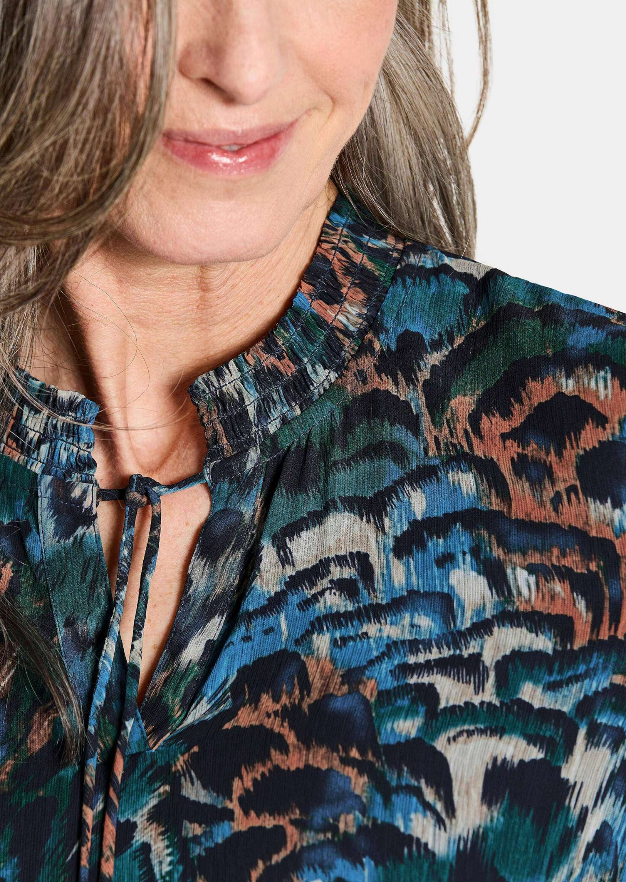 GOLDNER Schlupfbluse »Kurzgröße Druckbluse aus Chiffon«