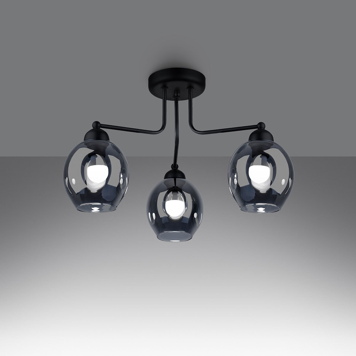 SOLLUX lighting Kronleuchter »FILLAN«, 3 flammig, Leuchtmittel E27 | ohne Leuchtmittel, leuchtet nieder