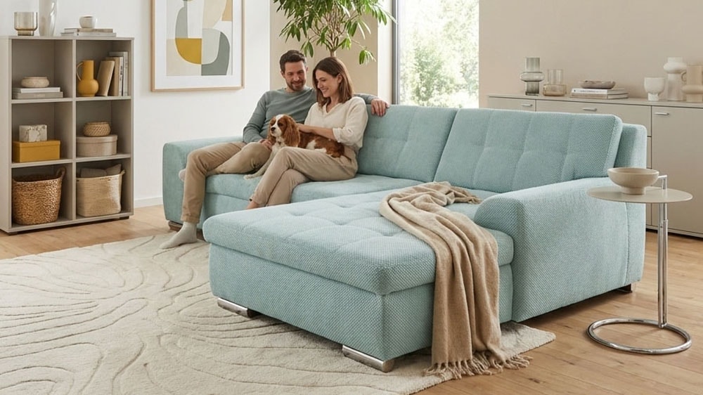 OTTO home "Torrnby 268 x 178 cm, mit Steppungen, modern & stabil" mit Schlaffunktion, L-Form, aus Pet Friendly Bezug