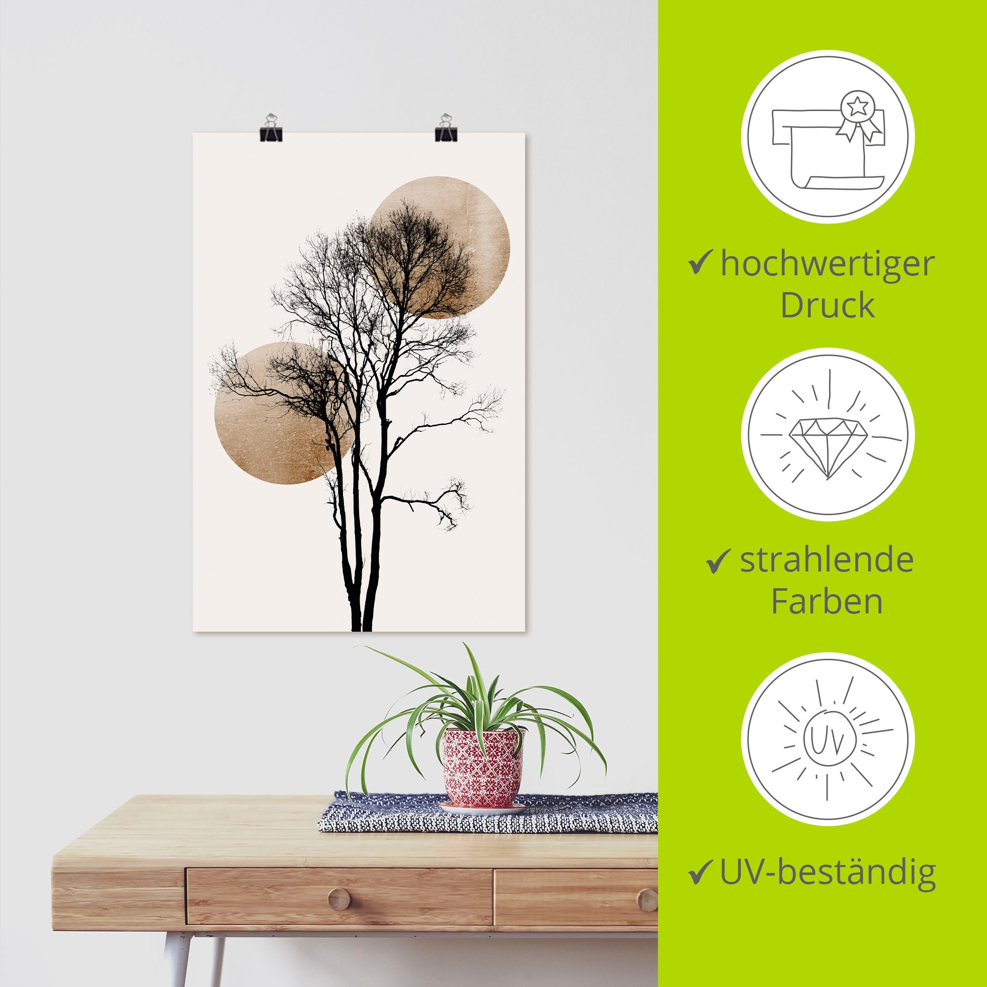 Artland Wandbild »Sonne und Mond versteckt«, Baumbilder, (1 St.), als Alubild, Outdoorbild, Leinwandbild, Poster, Wandaufkleber