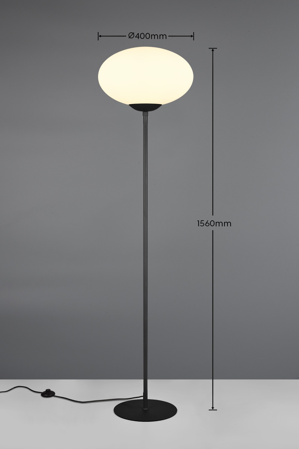 TRIO Leuchten Stehlampe »FOMENTO, Stehleuchte mit Glasschirm Ø 40cm, exkl 1x E27 max 40W« E27 1 Stk. warmweiß - kaltweiß Stehleuchte Metall mit Glas Lampenschirm, Glas opalweiß Höhe 150cm