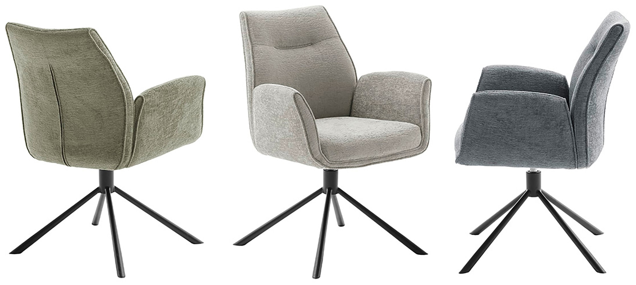 MCA furniture Esszimmerstuhl, Chenilleoptik, (2er-Set), drehbar 360°, Belastbarkeit 120 kg, Sitzhöhe ca. 50 cm