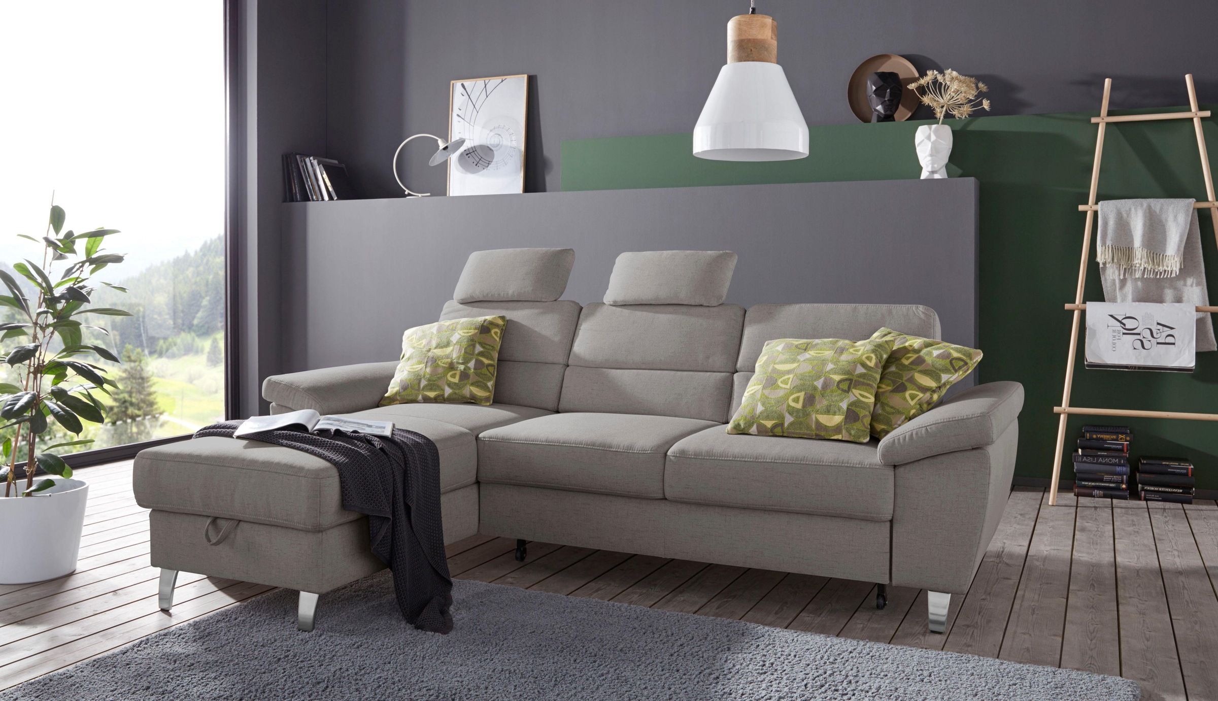 sit&more Ecksofa »Sorano L-Form«, wahlweise mit Bettfunktion und Bettkasten
