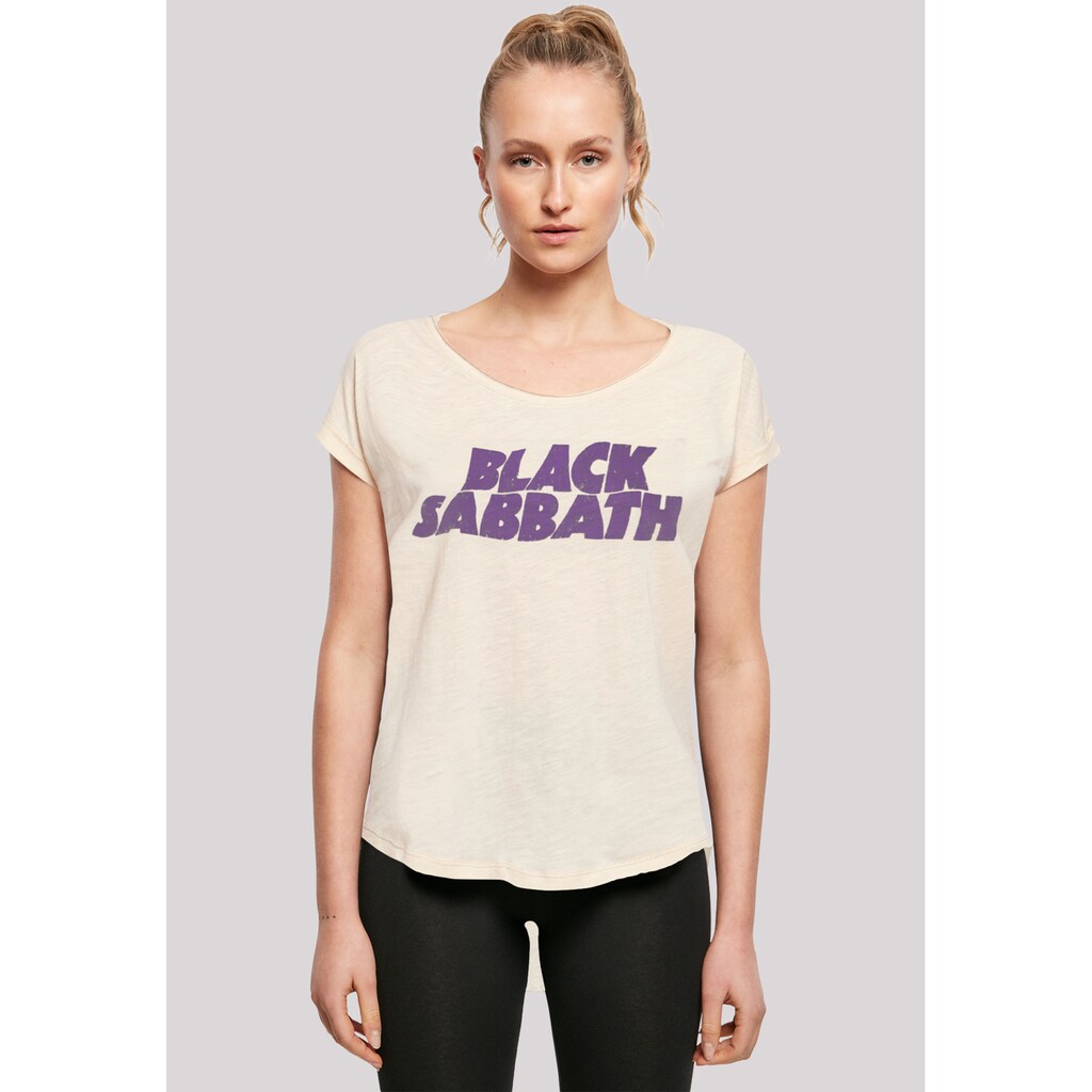 F4NT4STIC T-Shirt »Black Sabbath Heavy Metal Band Wavy Logo Distressed Black«
