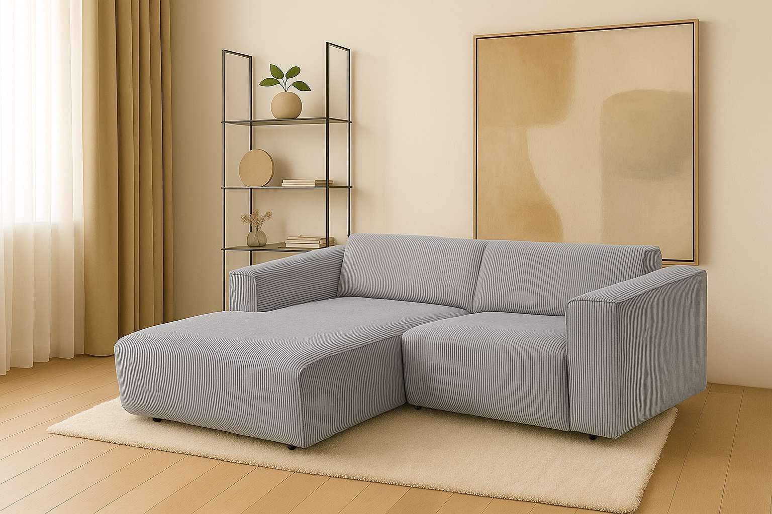 Home affaire Ecksofa "Noord mit Kedernaht, Breite 234 cm, L-Form" Cord, Str günstig online kaufen