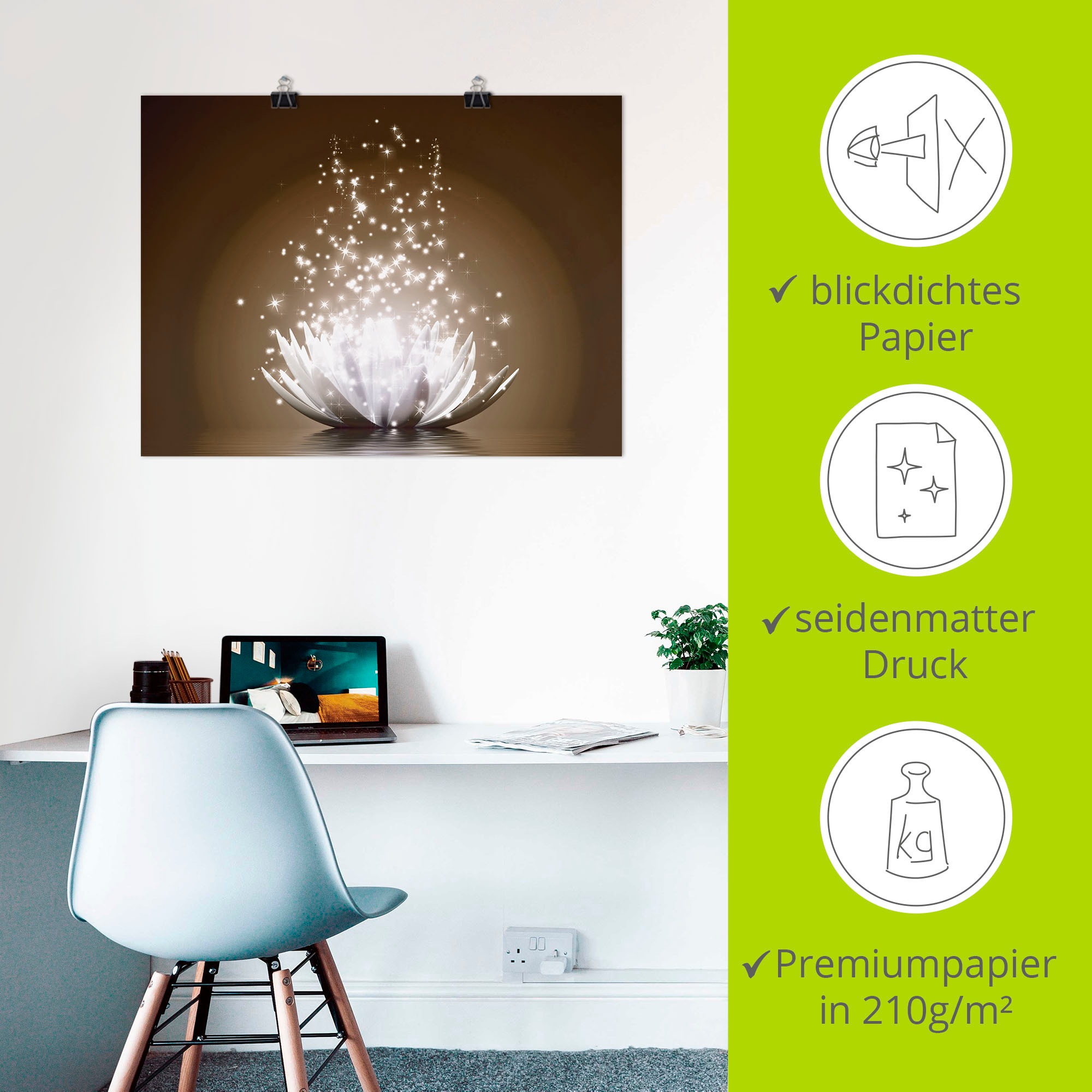 Wandbild ARTLAND "Magie der Lotus-Blume", braun (farbe bild(er): braun), B:60cm H:45cm, Bilder, als Leinwandbild, Poster in verschied. Größen 3