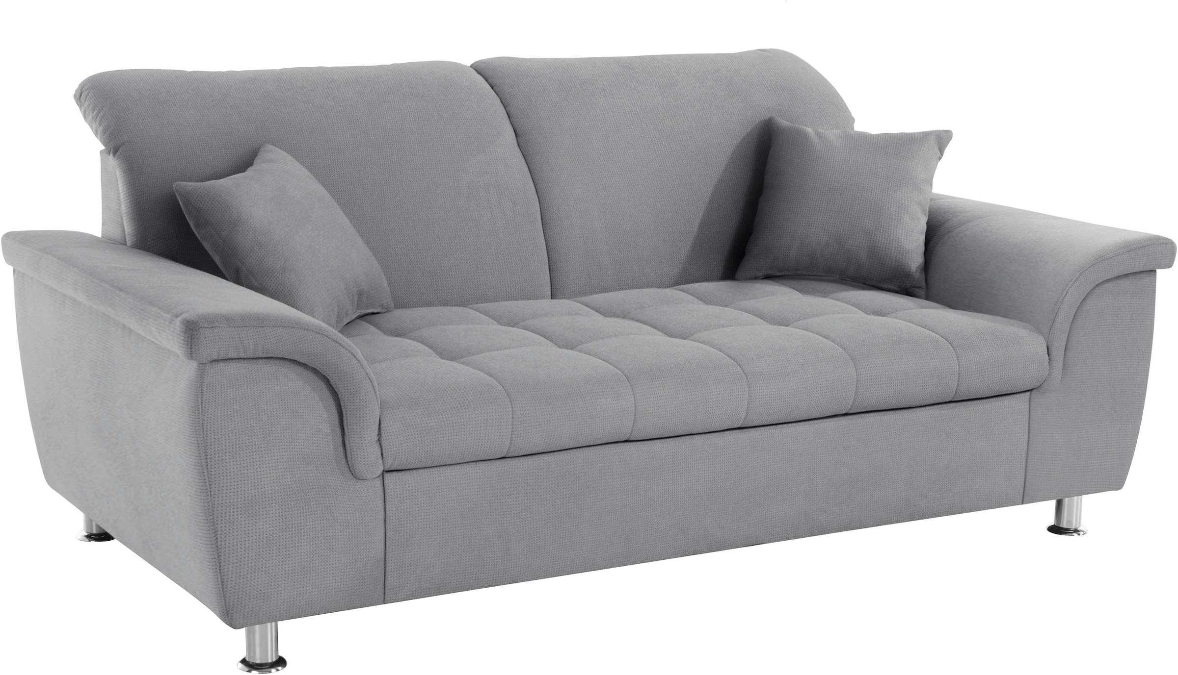 DOMO collection 2-Sitzer »Franzi, zeitlos & elegant, moderne Sitzheftung«, wahlweise mit Kopfteilverstellung, inklusive Zierkissen