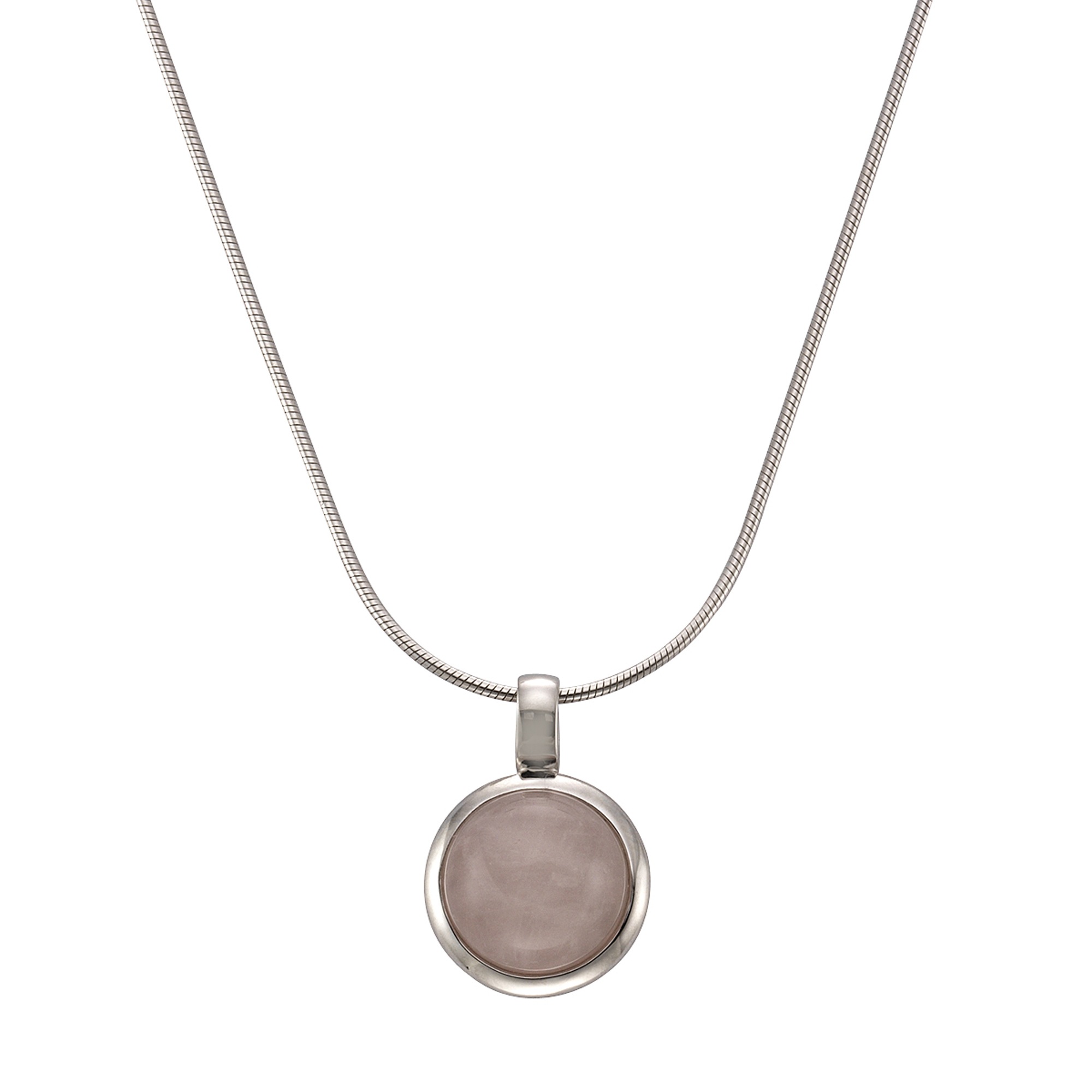 Zeeme Kette mit Anhänger »925 Sterling Silber rhodiniert mit echtem Rosenquarz 12mm«