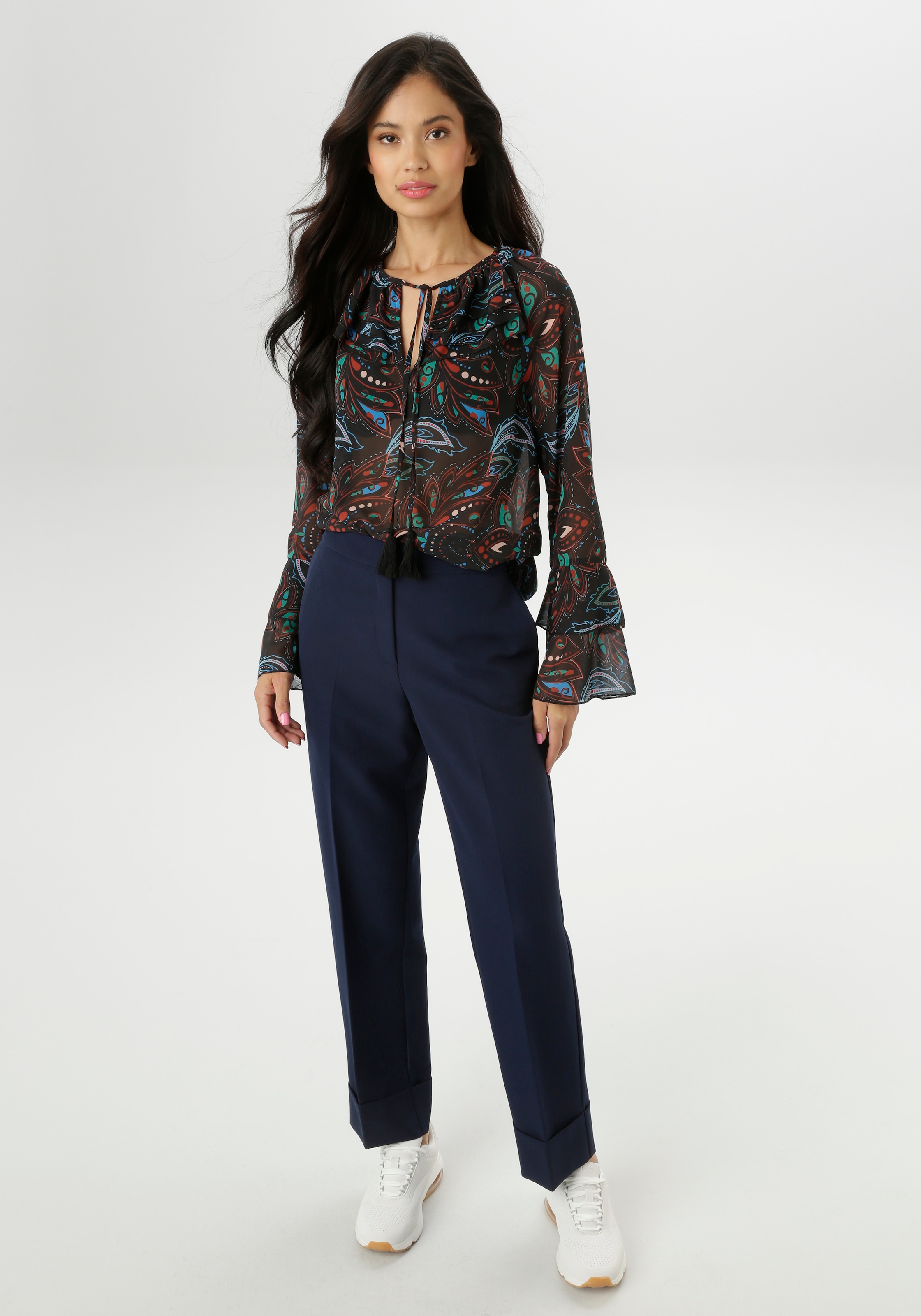 Aniston SELECTED Chiffonbluse, aus leicht transparente Chiffon - NEUE KOLLEKTION