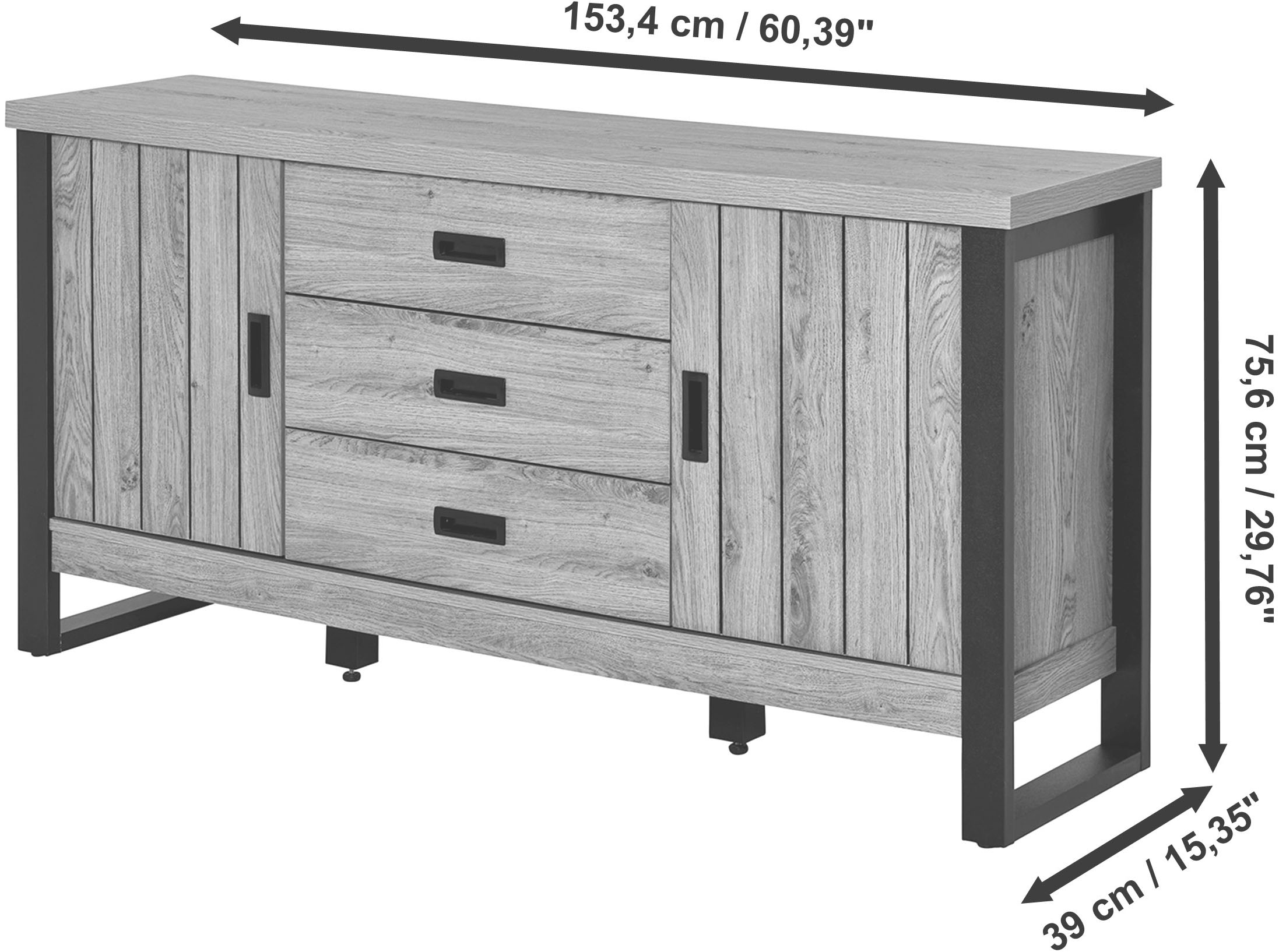 Jahnke Sideboard »RIVA SB 150«, (1 St.), Sideboard, 2 Türen & 3 Schubladen, Breite 153 cm