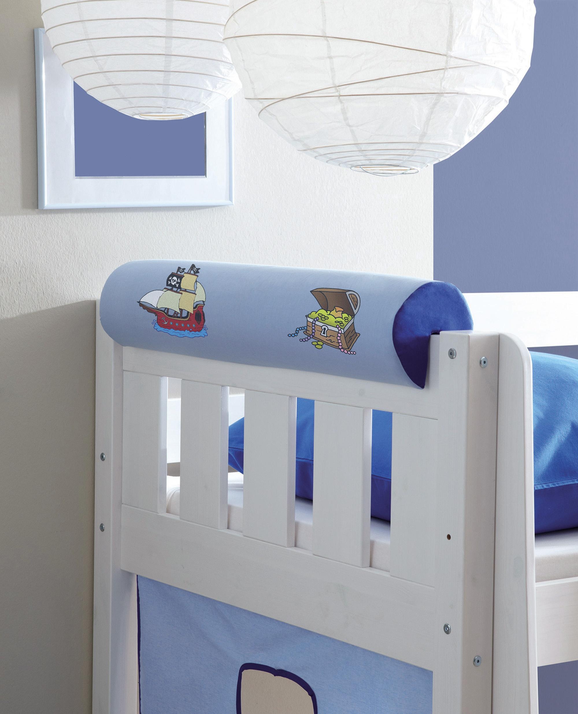 Nackenrolle TICAA, L:79cm Ø:16,5cm, blau, Baumwolle, Funktionskissen