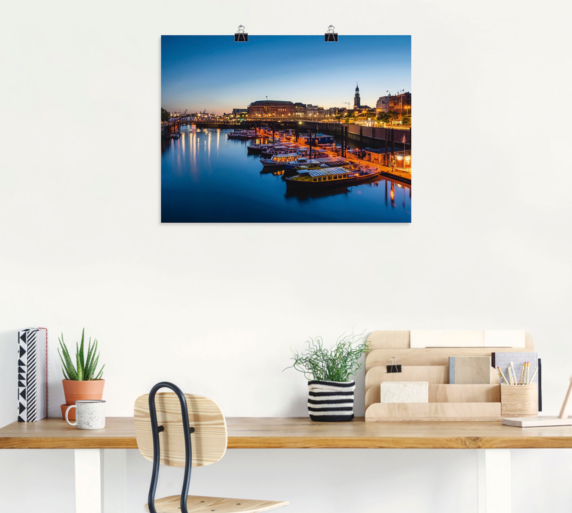 Artland Wandbild »Hamburg Hafen Panorama mit Michel«, Deutschland, (1 St.), als Alubild, Outdoorbild, Leinwandbild, Poster in verschied. Größen