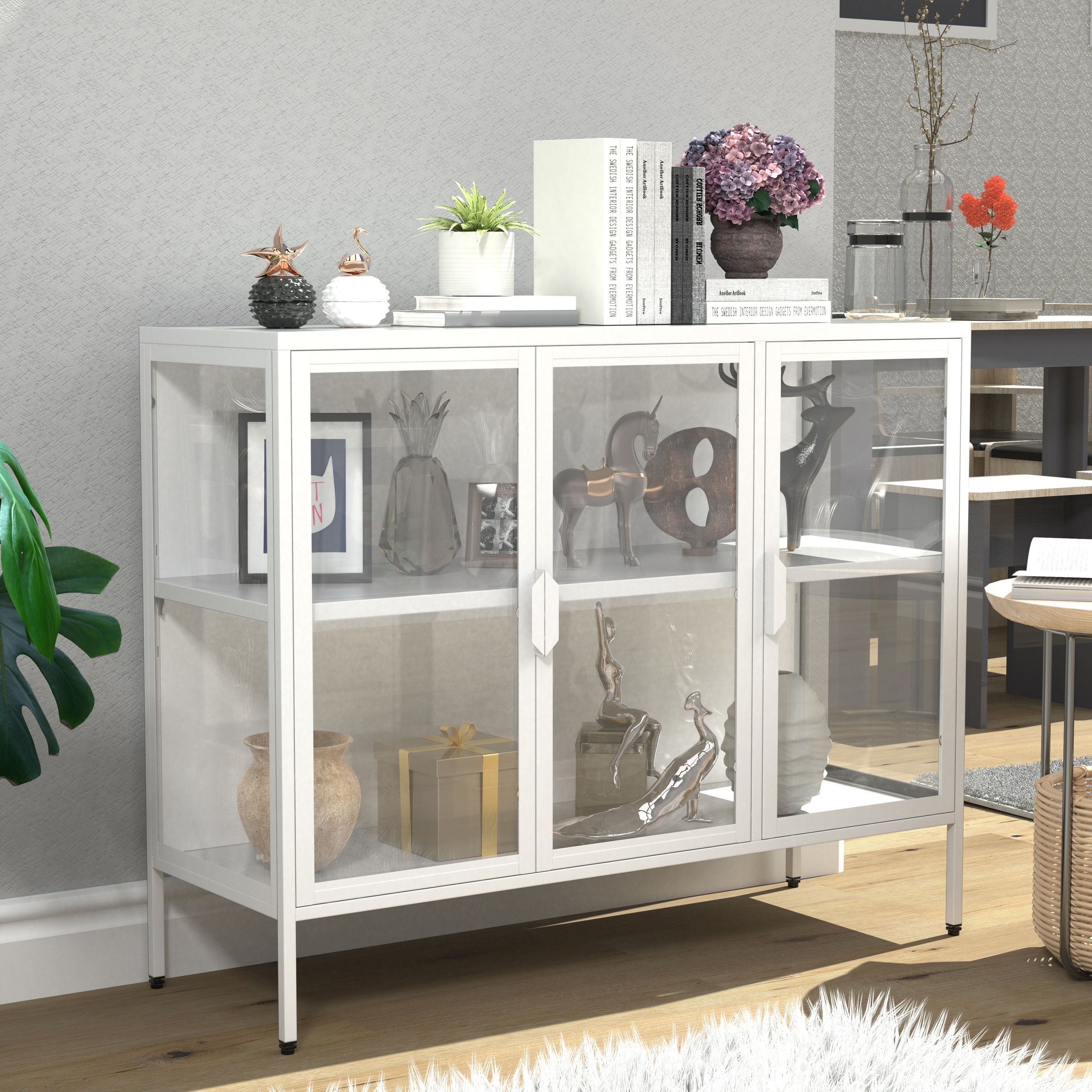VCM Standvitrine »Stahl Glas Vitrine Sideboard Kommode Floka L«