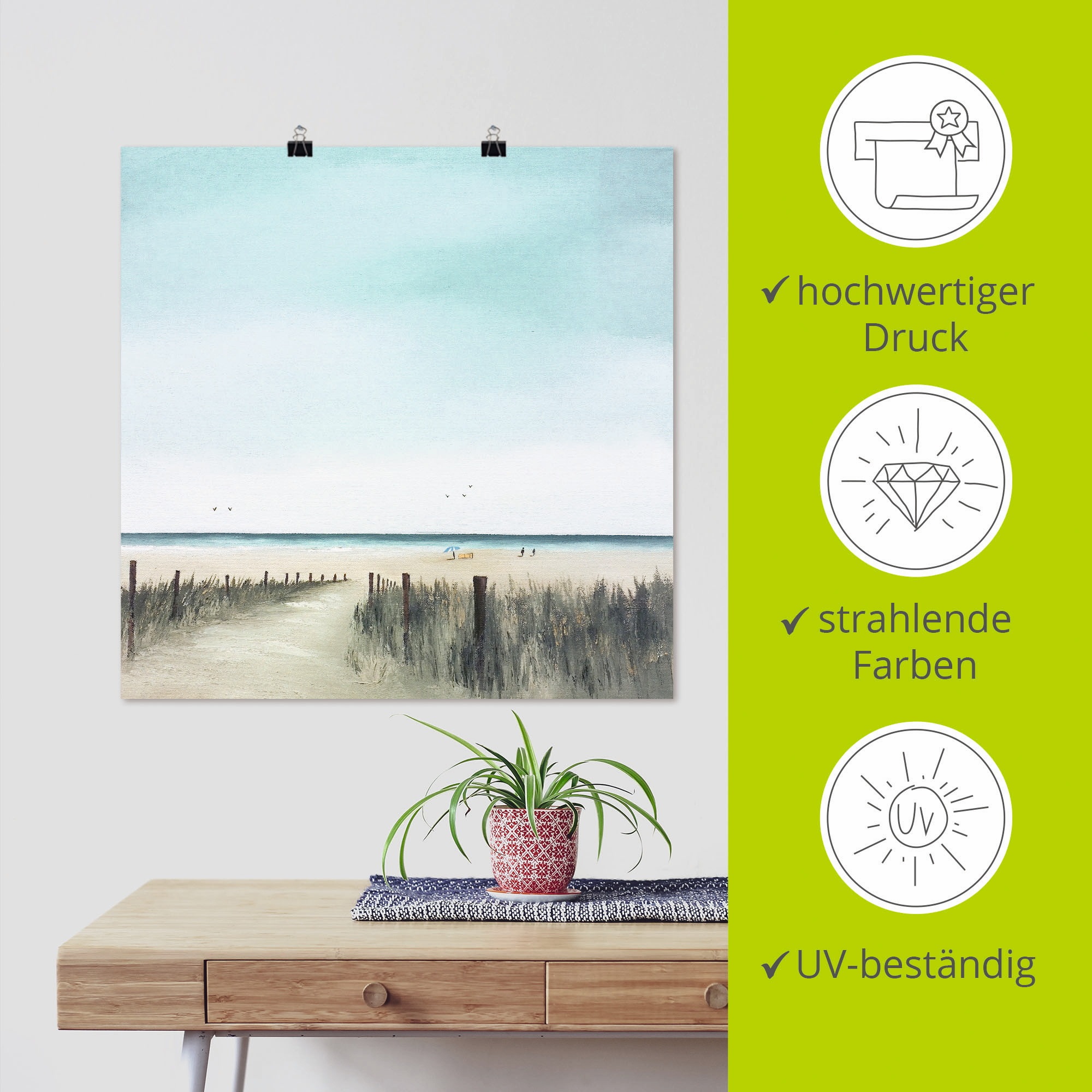 Artland Wandbild »Sonniger Morgen II«, Strand, (1 St.), als Leinwandbild, Poster in verschied. Größen