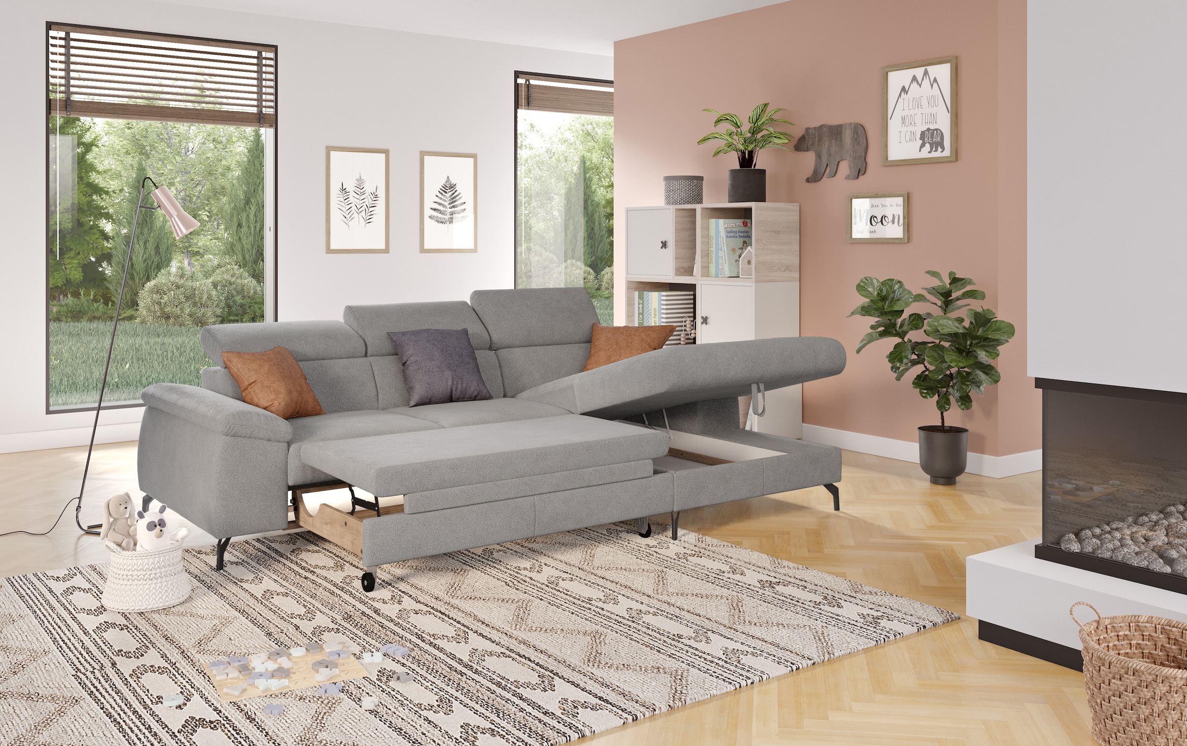 COTTA Ecksofa »Kitty L-Form«, mit Kopfteilverstellung, wahlweise mit Bettfunktion & Bettkasten