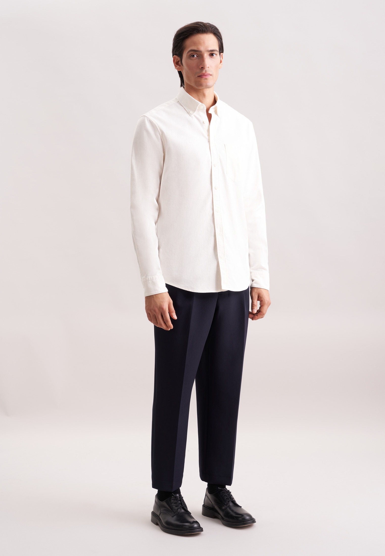 seidensticker Flanellhemd, Regular 1/1 Button-Down-Kragen Uni