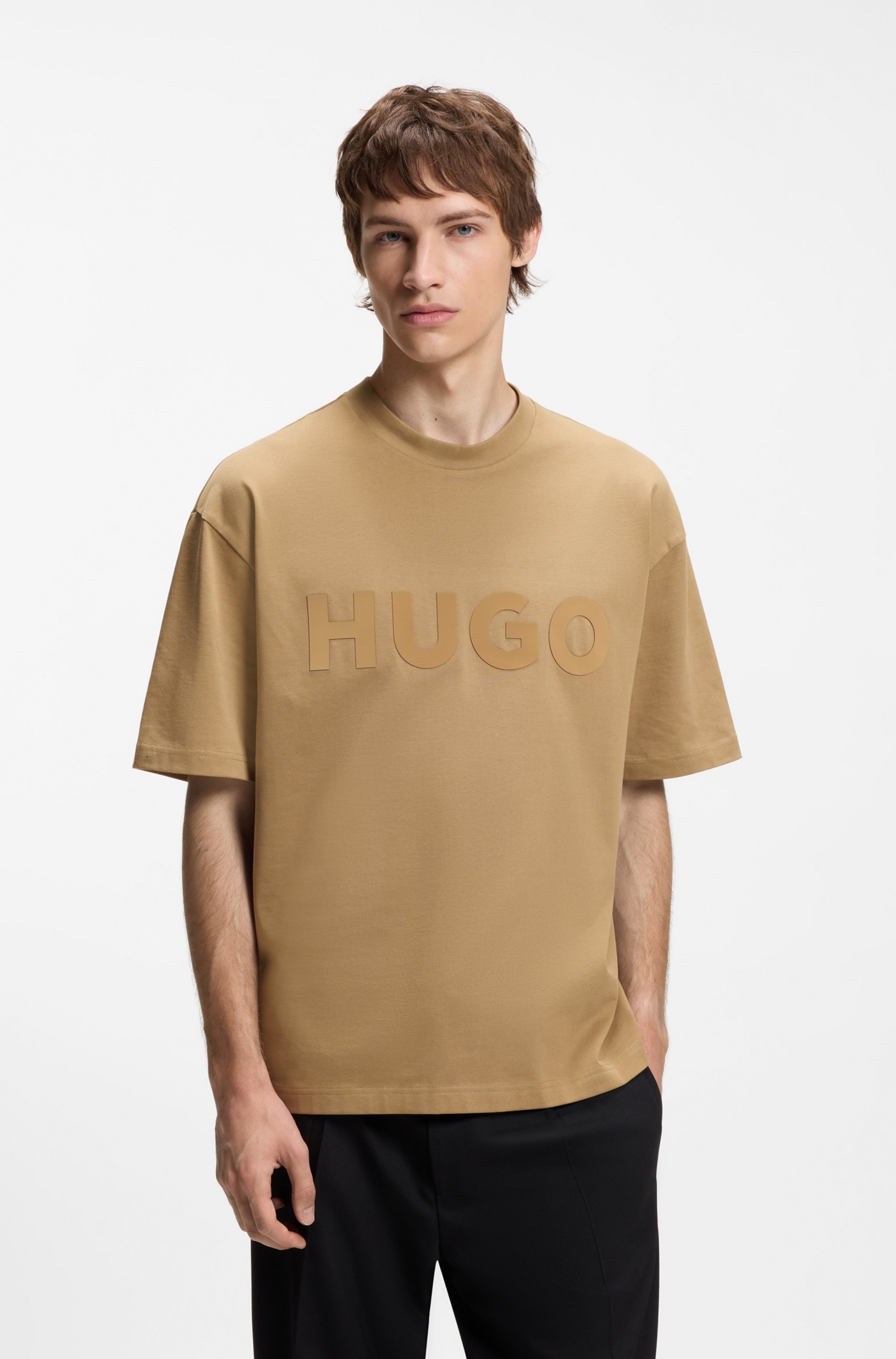 HUGO "Dinkee" Oversized-Fit, reine Baumwolle, Logo-Druck