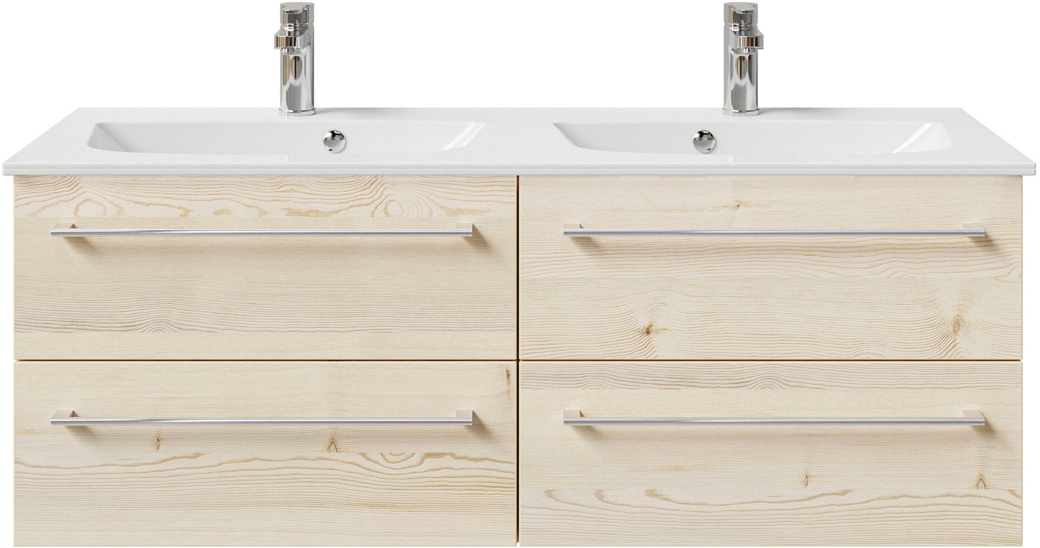 Saphir Waschtisch »Serie 6025 Mineralmarmor-Waschtisch mit Unterschrank, 132 cm breit«, Doppel-Waschplatz mit 4 Schubladen, hängend, verschiedene Ausführungen