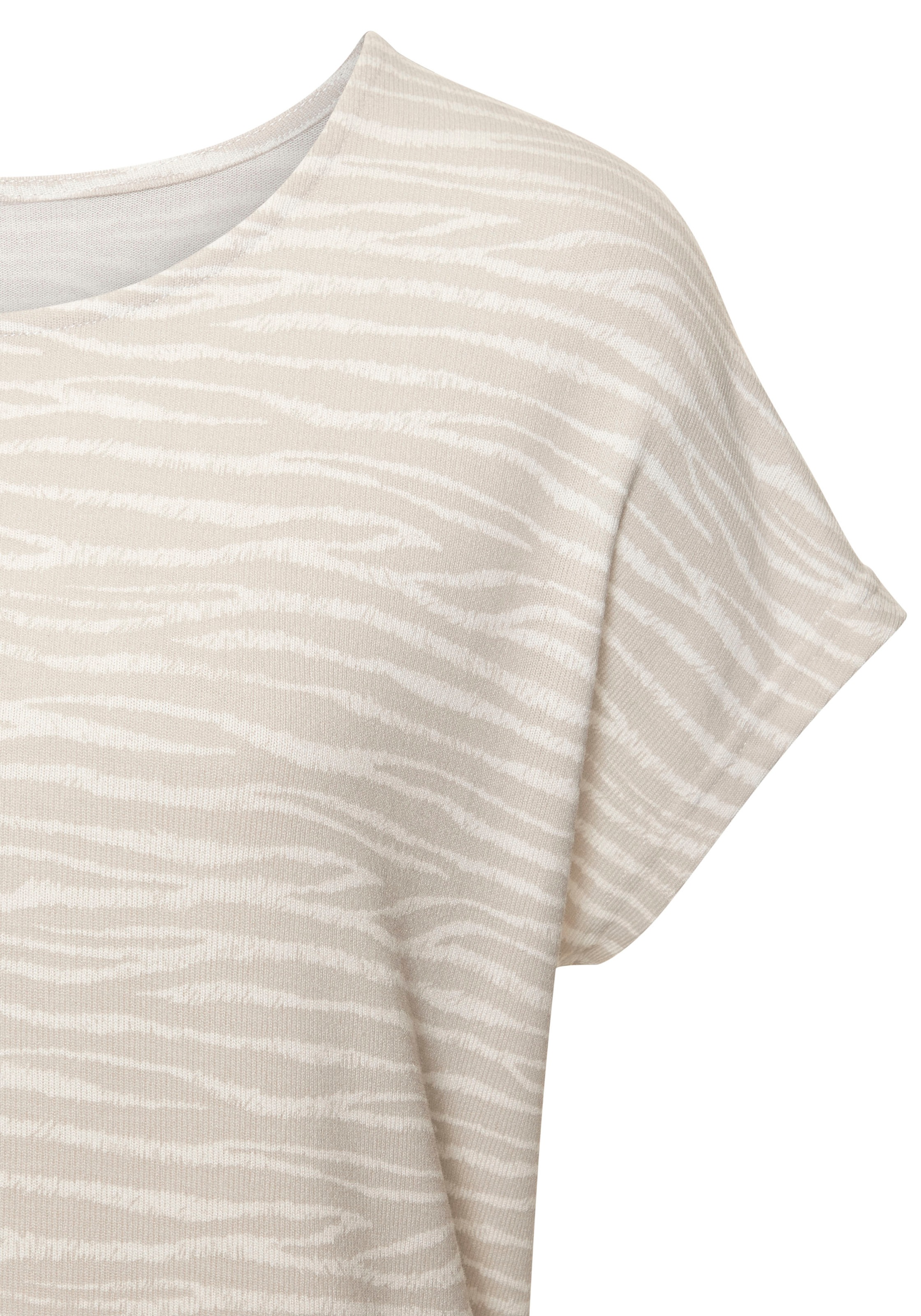 LASCANA Short Sleeve Shirt Zebra Pattern Beige Size 44/46 3