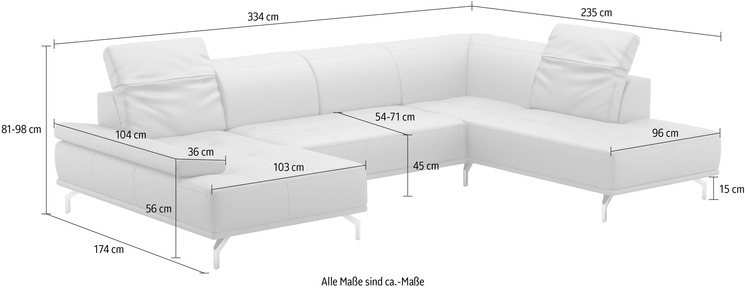 Places of Style Wohnlandschaft »Caluna«, Inkl.Sitztiefenverstellung