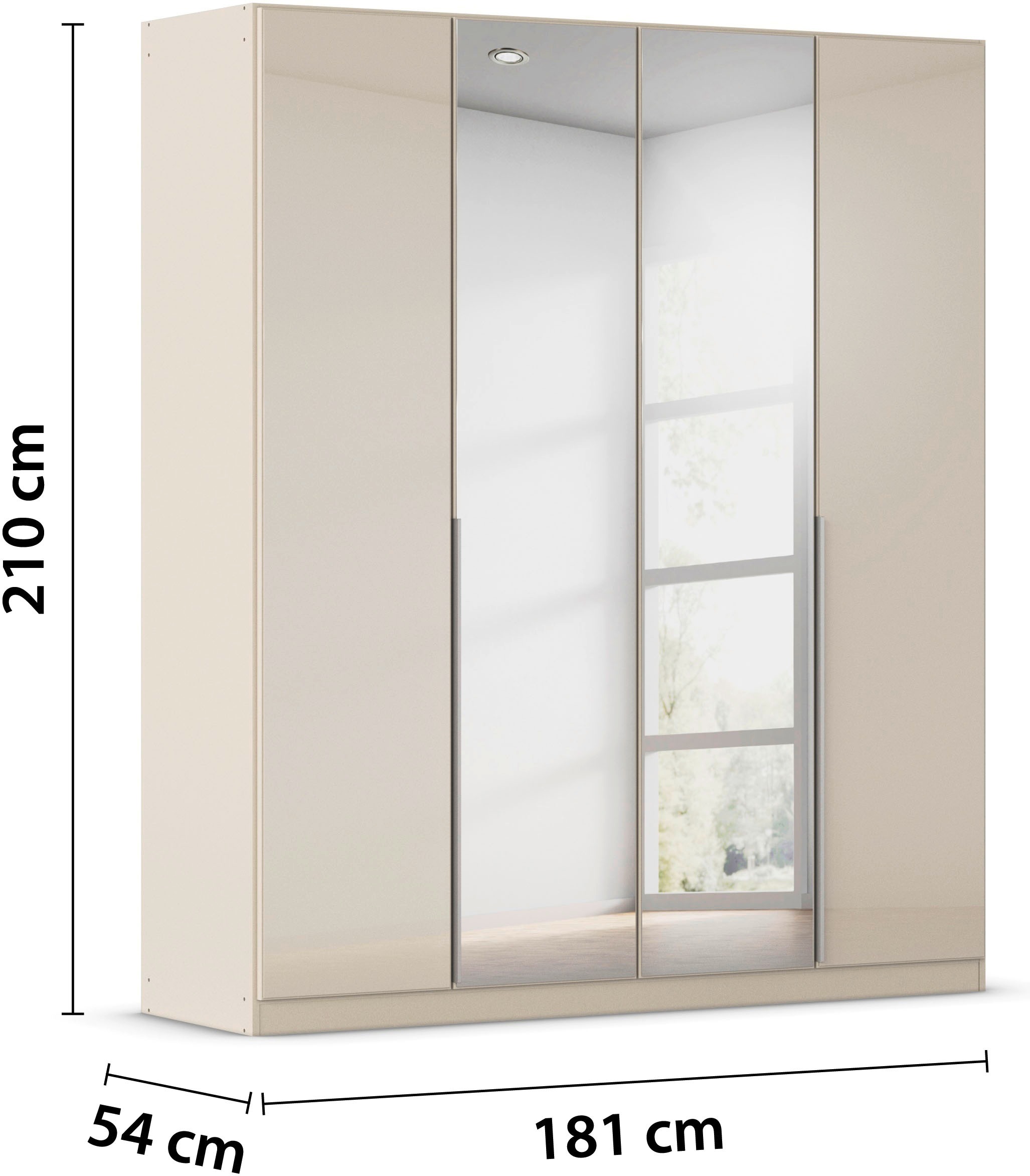 rauch Drehtürenschrank »Kleiderschrank Kleiderschränke Schrank Garderobe AGORDO mit Glasfront«, (in zwei Griff-Farben), durchdachte Innenausstattung, in 6 Breiten und 2 Höhen MADE IN GERMANY