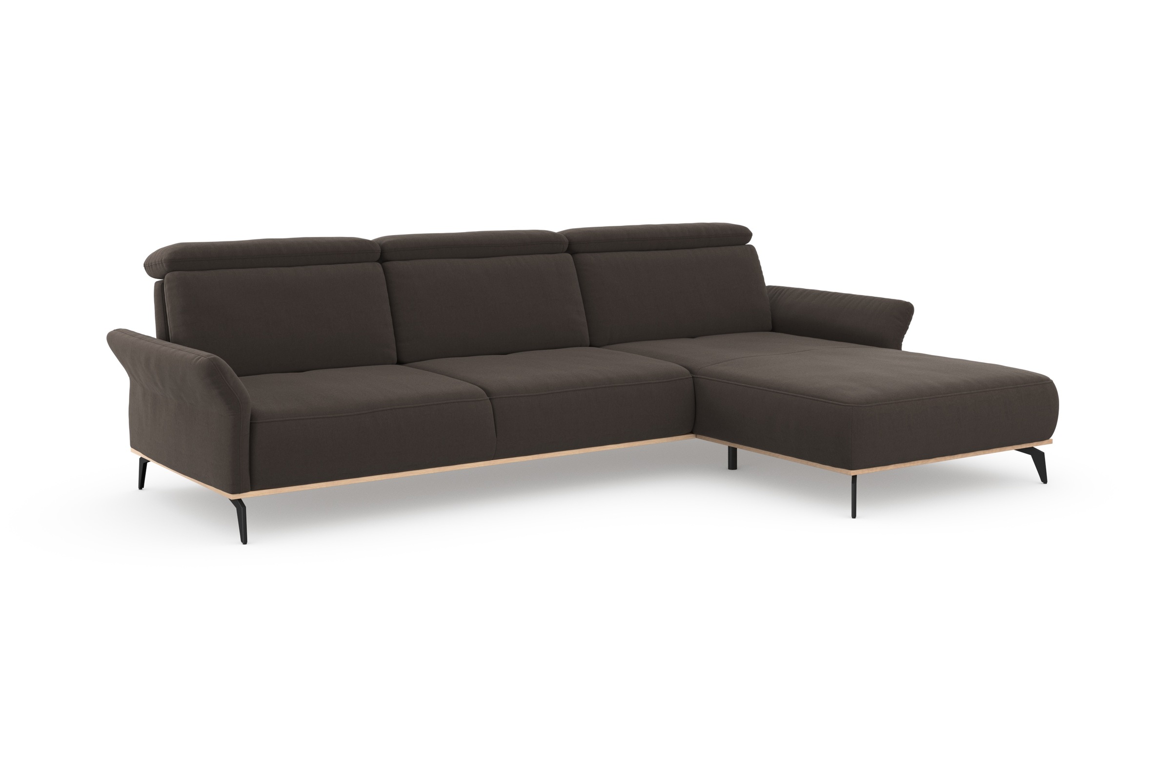 Ecksofa HOME AFFAIRE "Fjord L-Form", braun (nuss), B:324cm H:93cm T:184cm, 100% Polyester, Sofas, Ecksofa, massiv, wahlweise mit Armlehnfunktion, Kopf- Sitztiefenverstellung 5