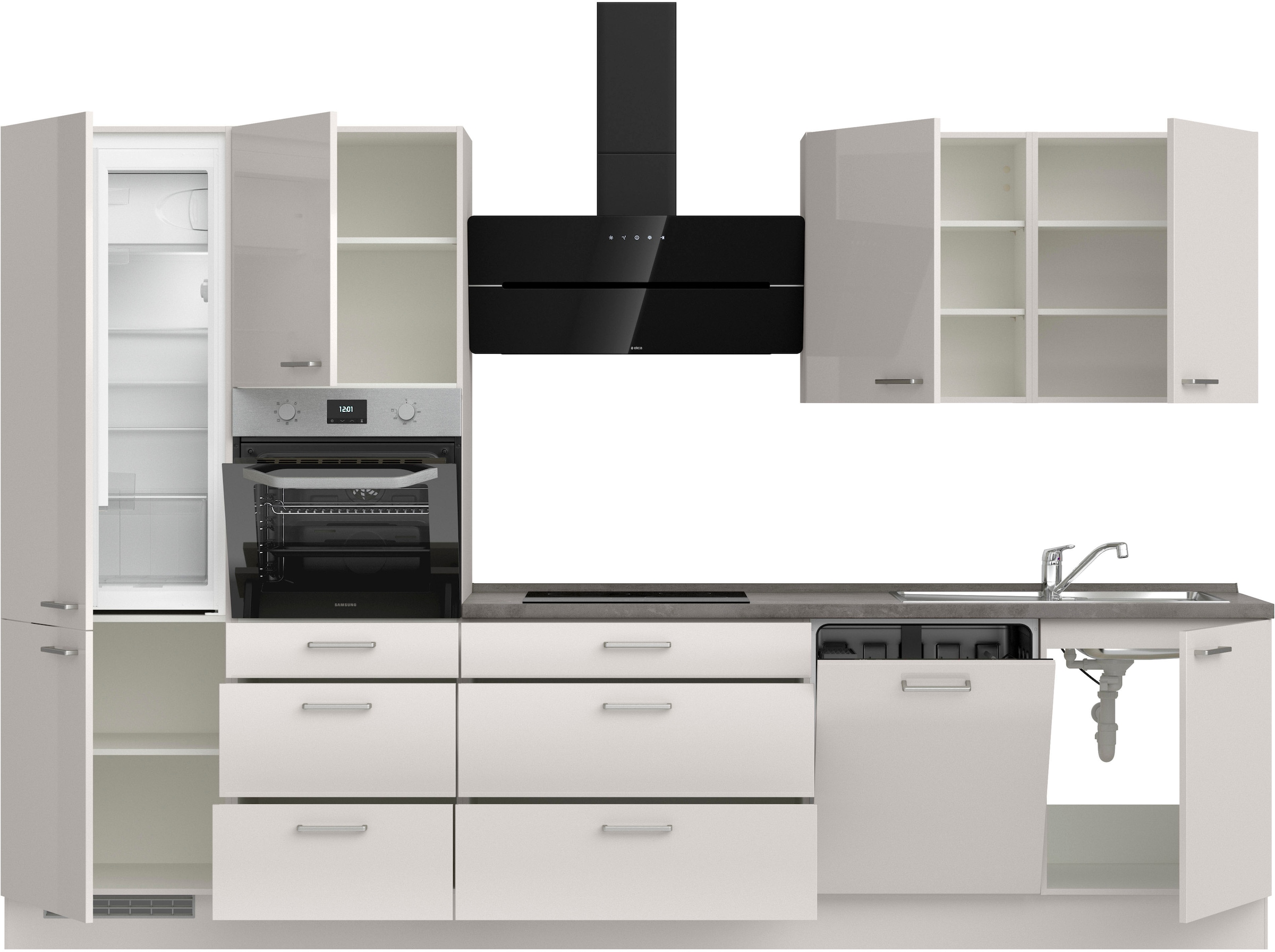 nobilia® Küchenzeile »"Flash II"«, vormontiert, Ausrichtung wählbar, Breite 330 cm, wahlw. mit E-Geräten