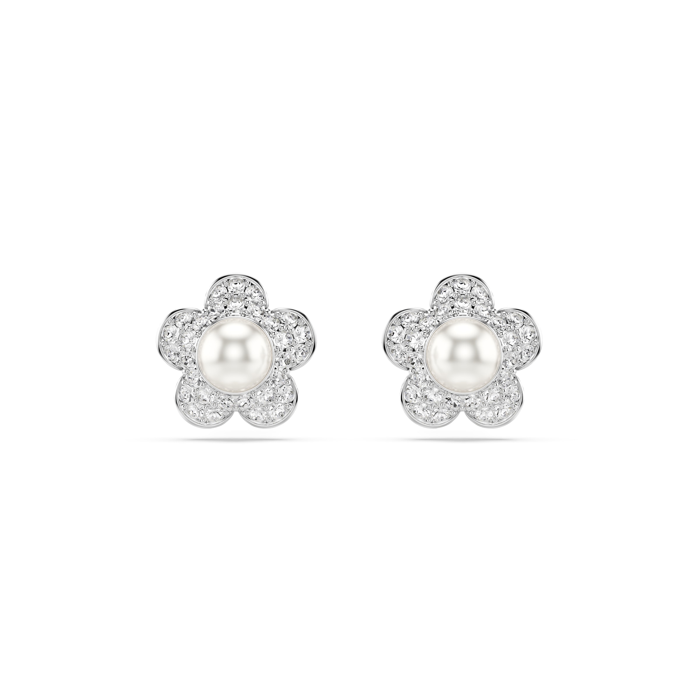 Paar Ohrstecker SWAROVSKI "Schmuck Geschenk 2026 CAPSULE Ohrringe Blume", metallfarben, kristallweiß, weiß, kristallweiß, Ohrringe, Damen, Metall Perlen, Metall, Perlen, mit Swarovski Kristall - mit Swarovski Perle 7