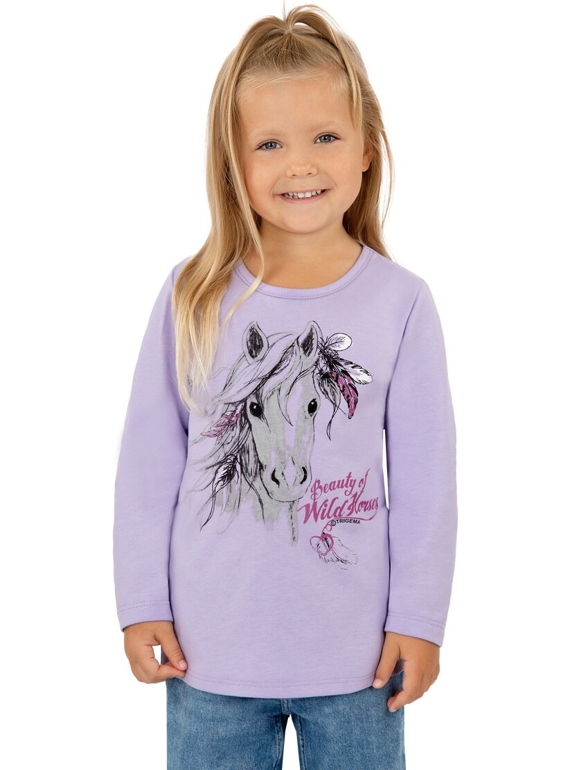 Trigema T-Shirt »TRIGEMA Langarmshirt mit niedlichem Pferde-Motiv«, (1 tlg.)