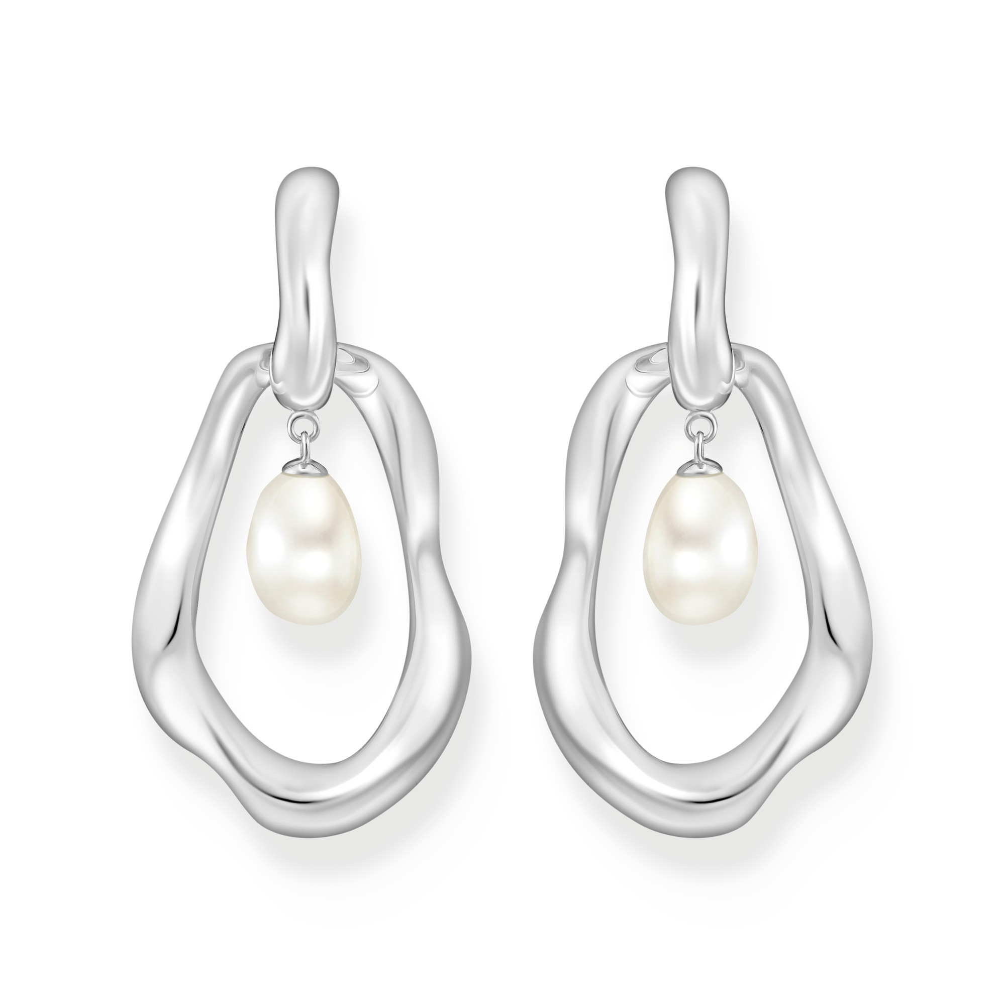 THOMAS SABO Paar Creolen »Natural Beauty Statement-Creolen mit Anhänger, Bold Elegance«, mit Süßwasserzuchtperle
