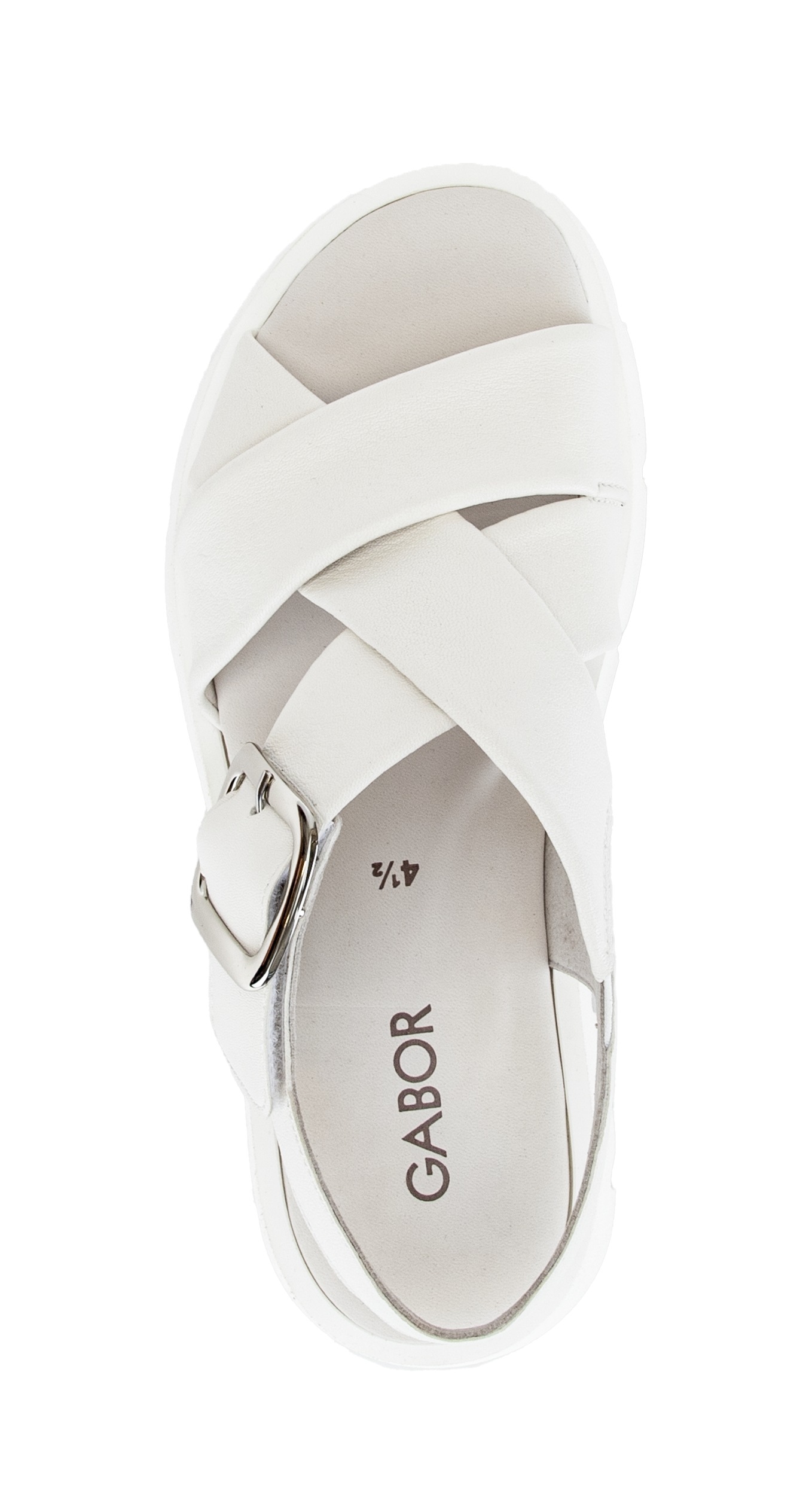 Keilsandalette GABOR, Damen, Gr. 38, weiß, Glattleder, Schuhe, Plateau, Sommerschuh, Riemchensandale mit Kreuzbandage 6