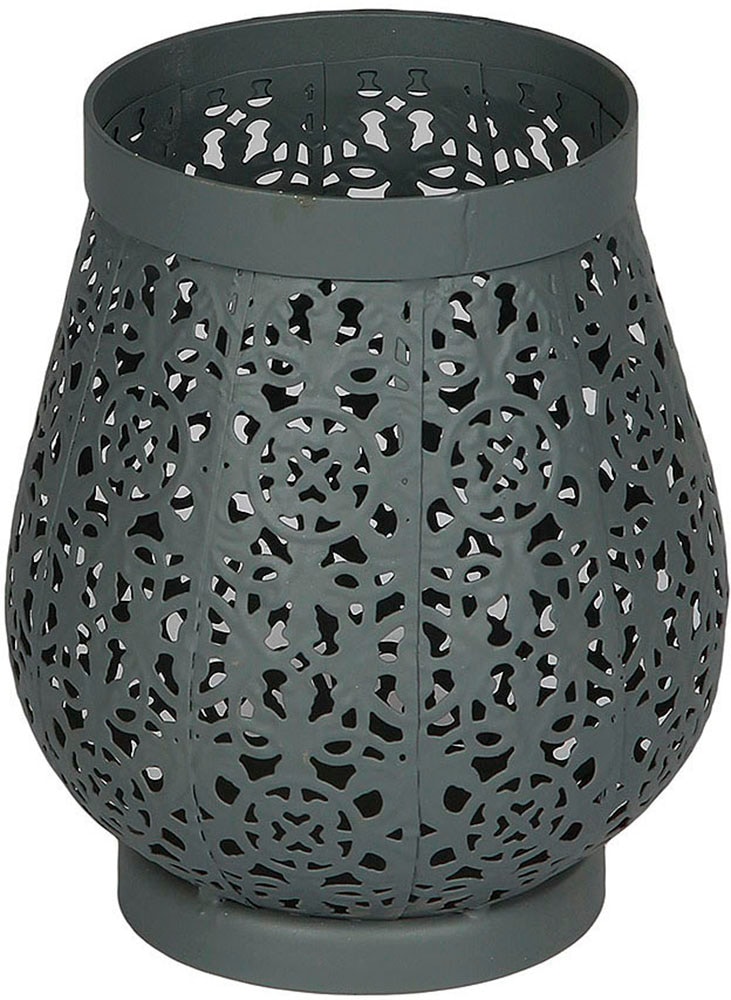 Ambiente Haus Kerzenlaterne "Laterne aus Metall in Grau - (H) 16cm" günstig online kaufen