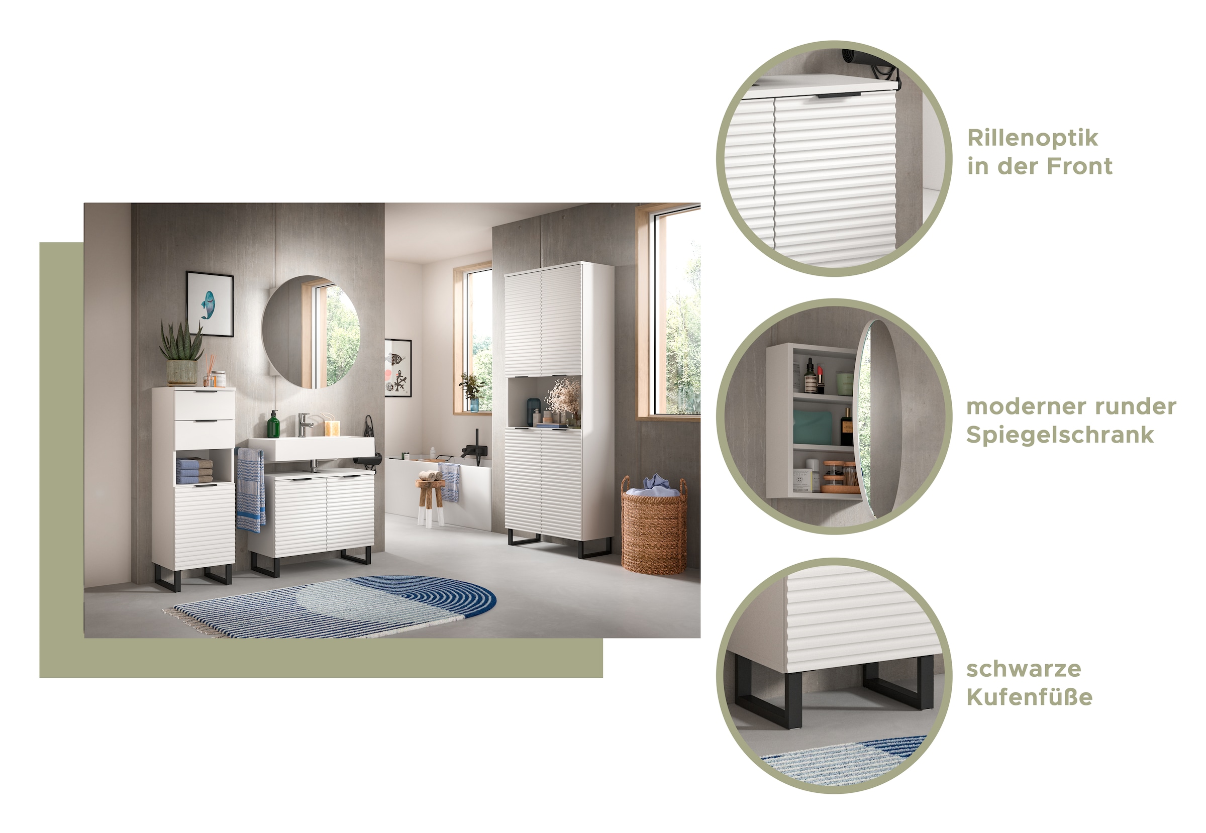 welltime Waschbeckenunterschrank »Litica, Breite 70 cm, inkl. Siphonausschnitt, 1 Einlegeboden, 2 Türen«, Badschrank, Waschbeckenschrank, Badezimmer, Bad-Möbel