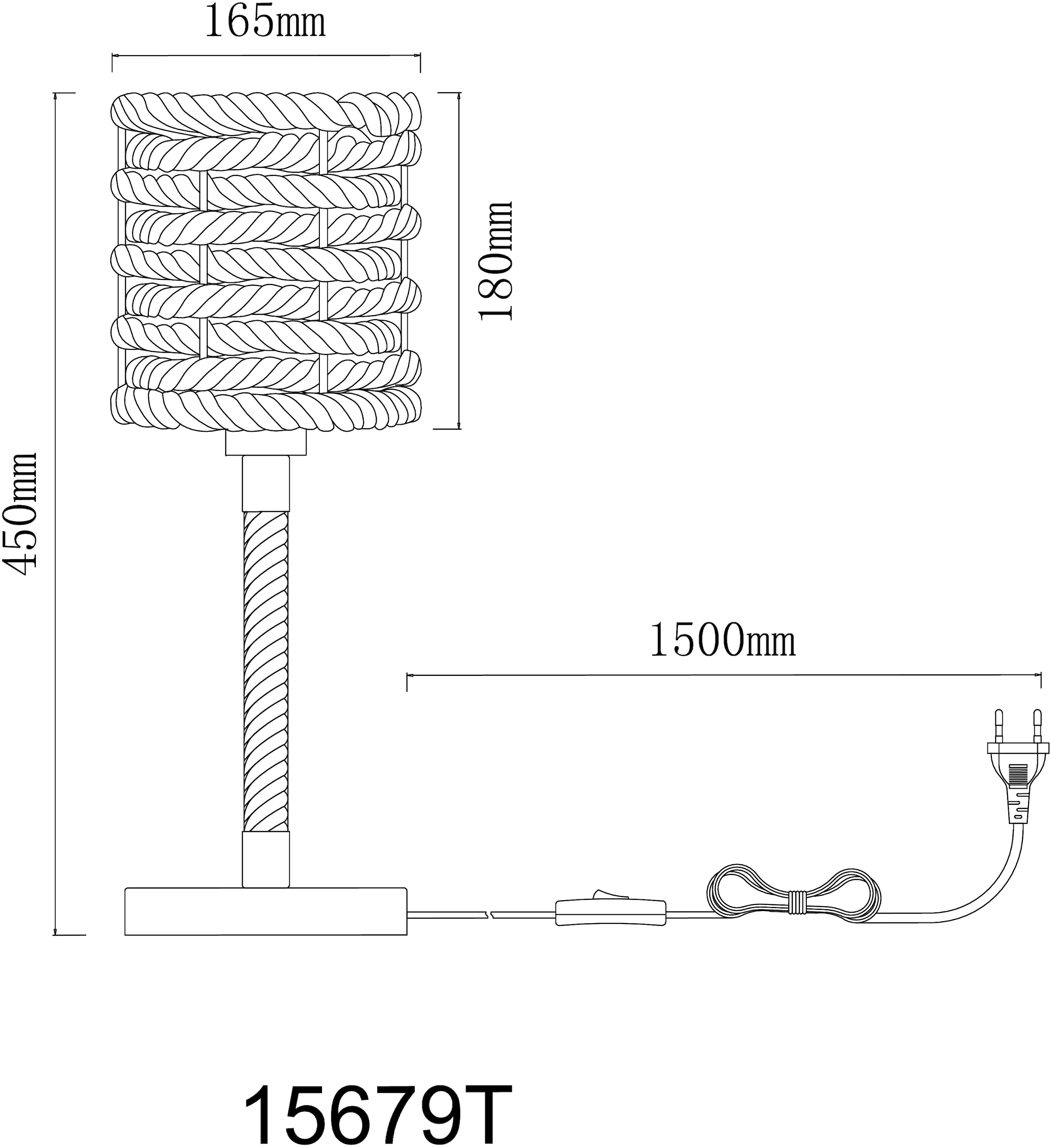 GLOBO LIGHTING Tischleuchte »HALIA«, Leuchtmittel E27 | ohne Leuchtmittel, Tischlampe/Hanf/vintage/Wohnbereich/Schlafzimmer