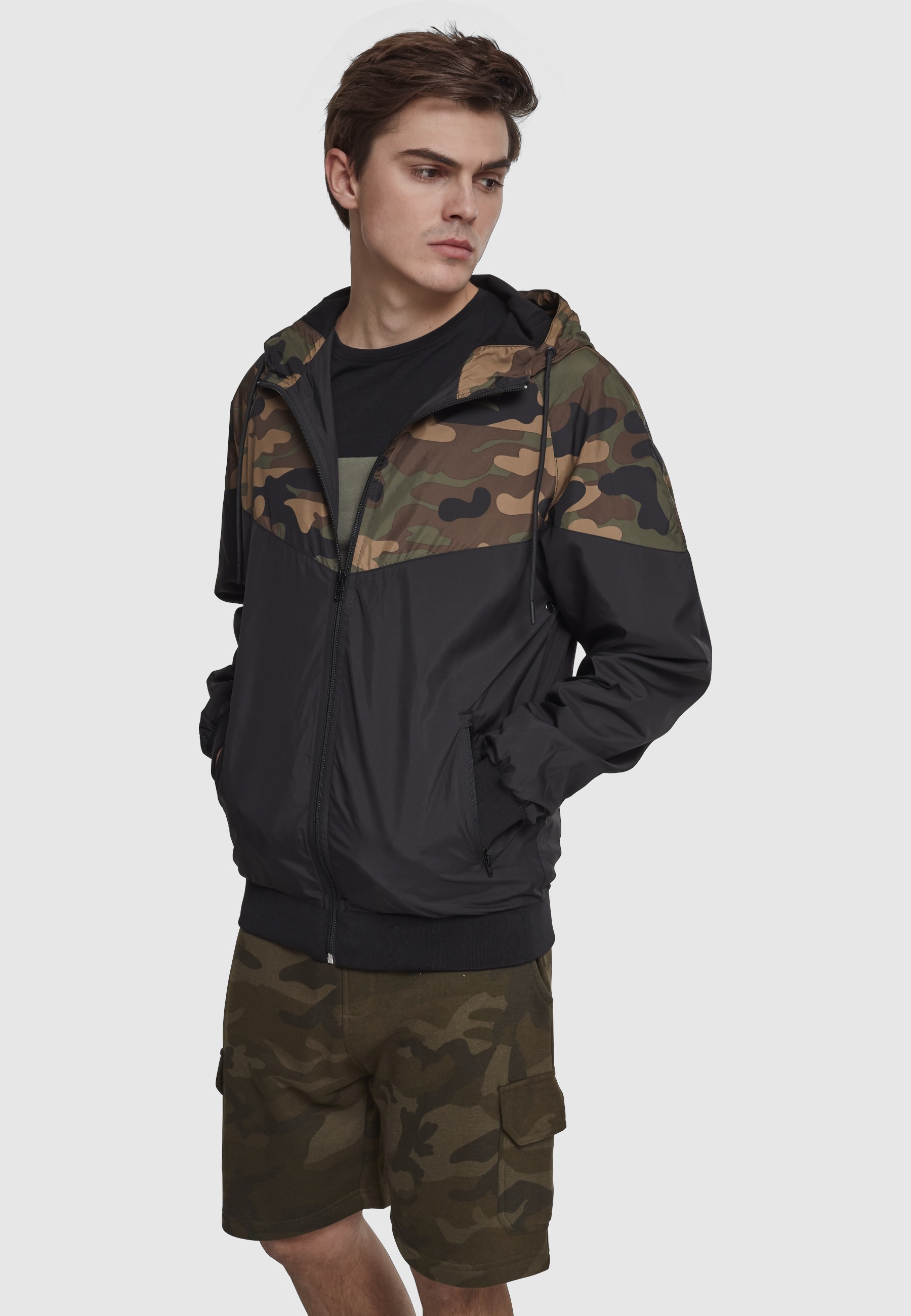 URBAN CLASSICS Anorak »Urban Classics Herren Pattern Arrow Windrunner« 1 Stk. tlg. mit Kapuze