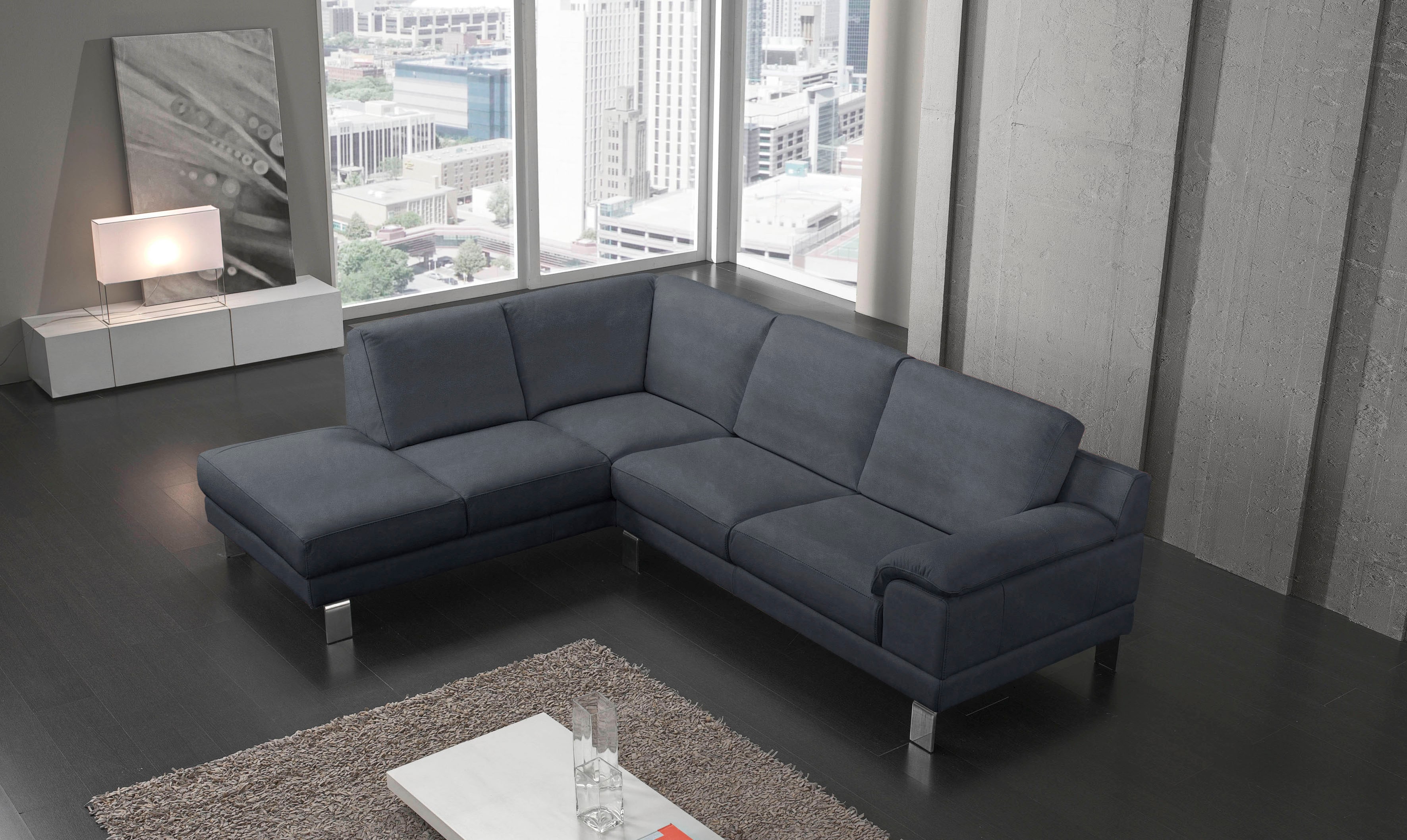 Egoitaliano Ecksofa "Shakira, Design und Sitzkomfort auf hohem Niveau, tolle Details" mit Ottomane, L-Form, elegante Metallfüße
