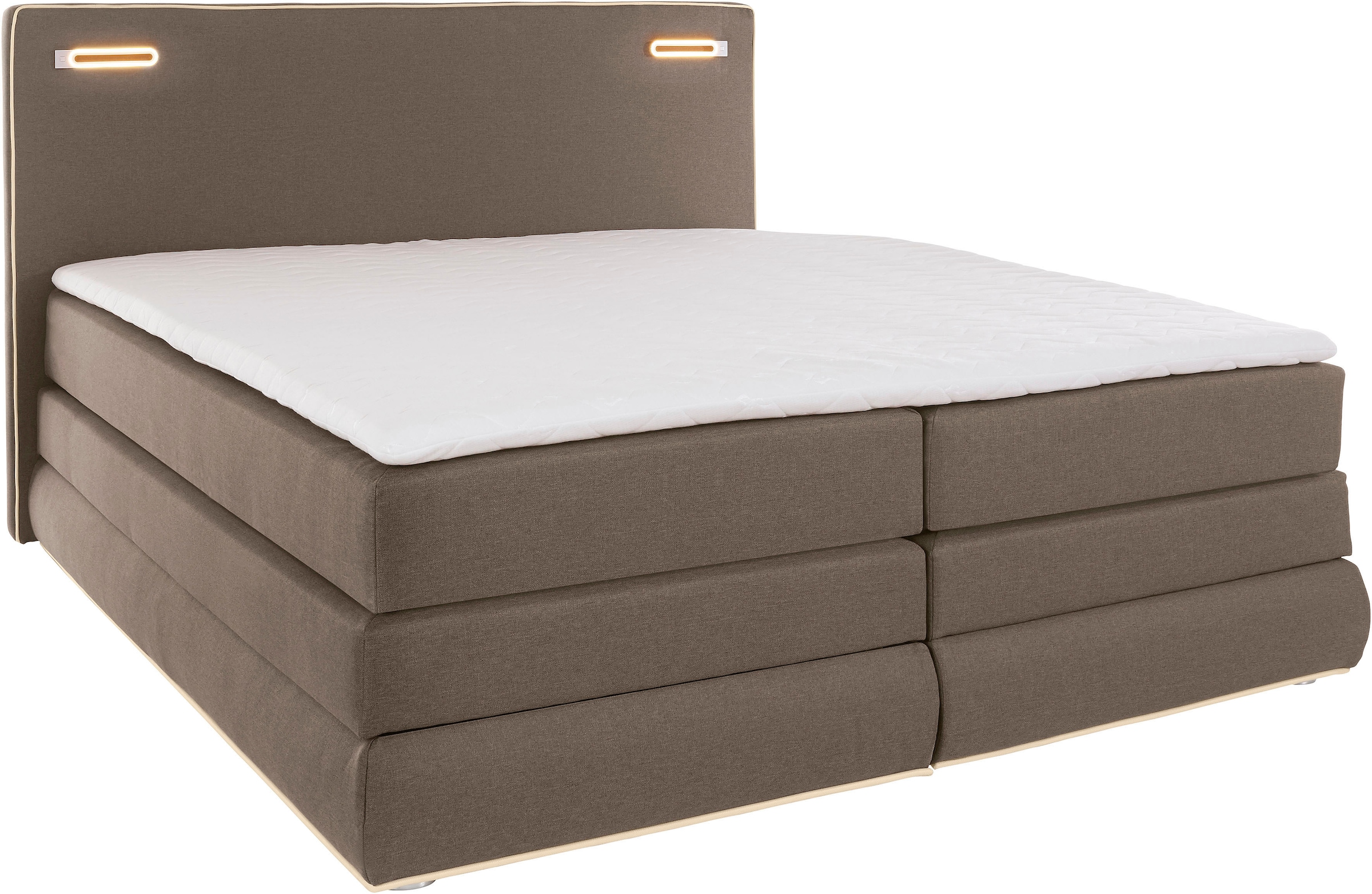 COLLECTION AB Boxspringbett »Ninoni mit Kaltschaummatratze«, inkl. Bettkasten, Topper und wahlweise mit LED-Beleuchtung
