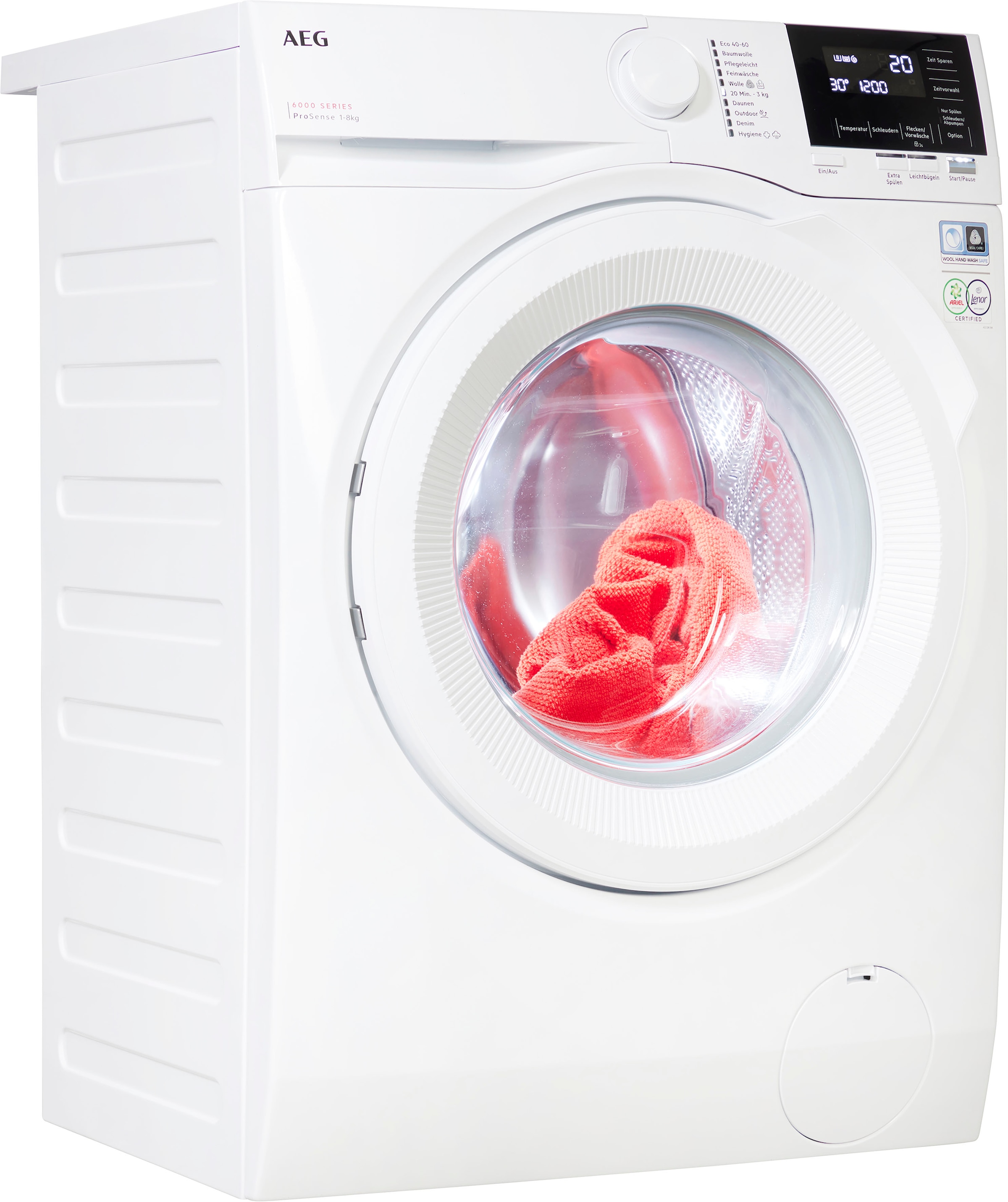 AEG Waschmaschine 6000 ProSense "LR6A668" 8 kg 1600 U/min Hygiene-Programm günstig online kaufen