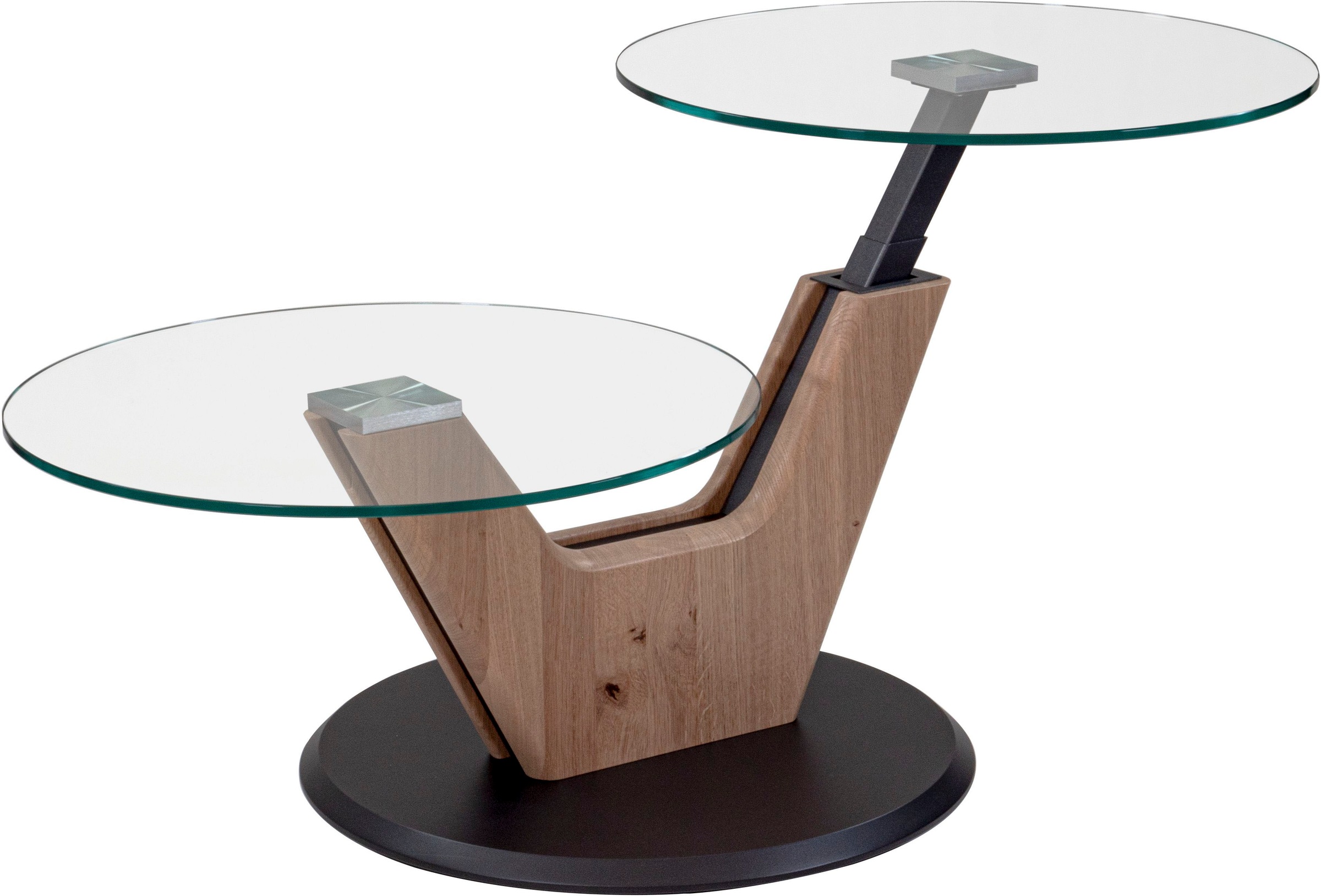 Vierhaus Couchtisch, stufenlos höhenverstellbare Glasplatte, rollbar